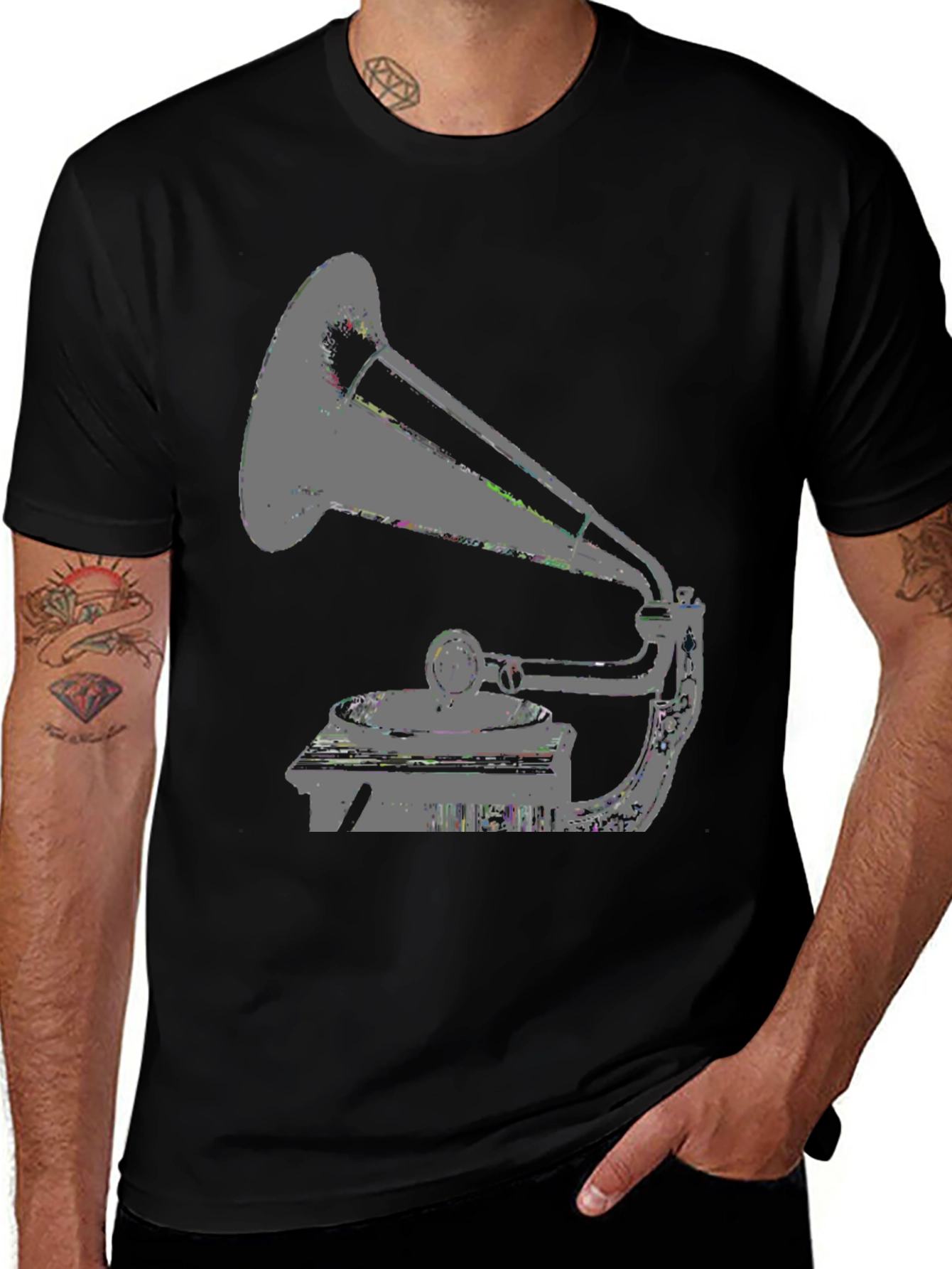Variant 18 of Vintage Gramophone Graphic Tee - Retro Style