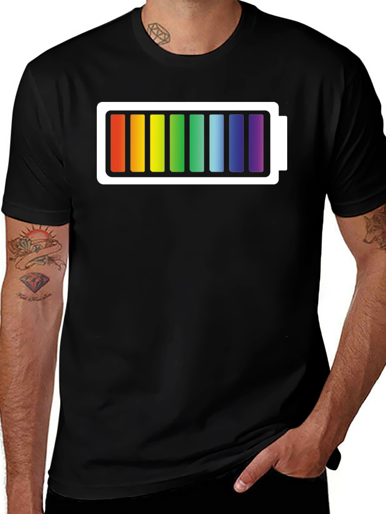 Variant 14 of Rainbow Battery T-Shirt - Prideful Charge