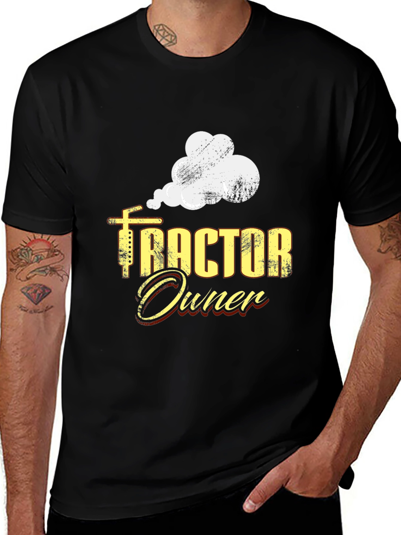 Variant 22 of Tractor Owner Graphic Tee - Black Cotton Casual T-Shirt