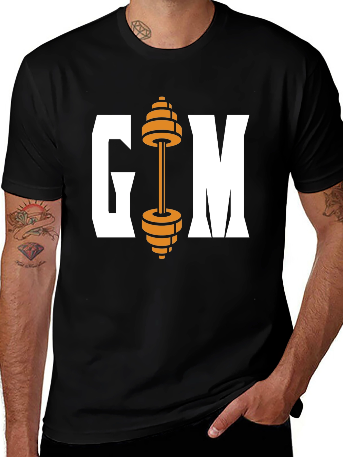 Variant 13 of Gym Weights Graphic Tee - Black Cotton T-Shirt