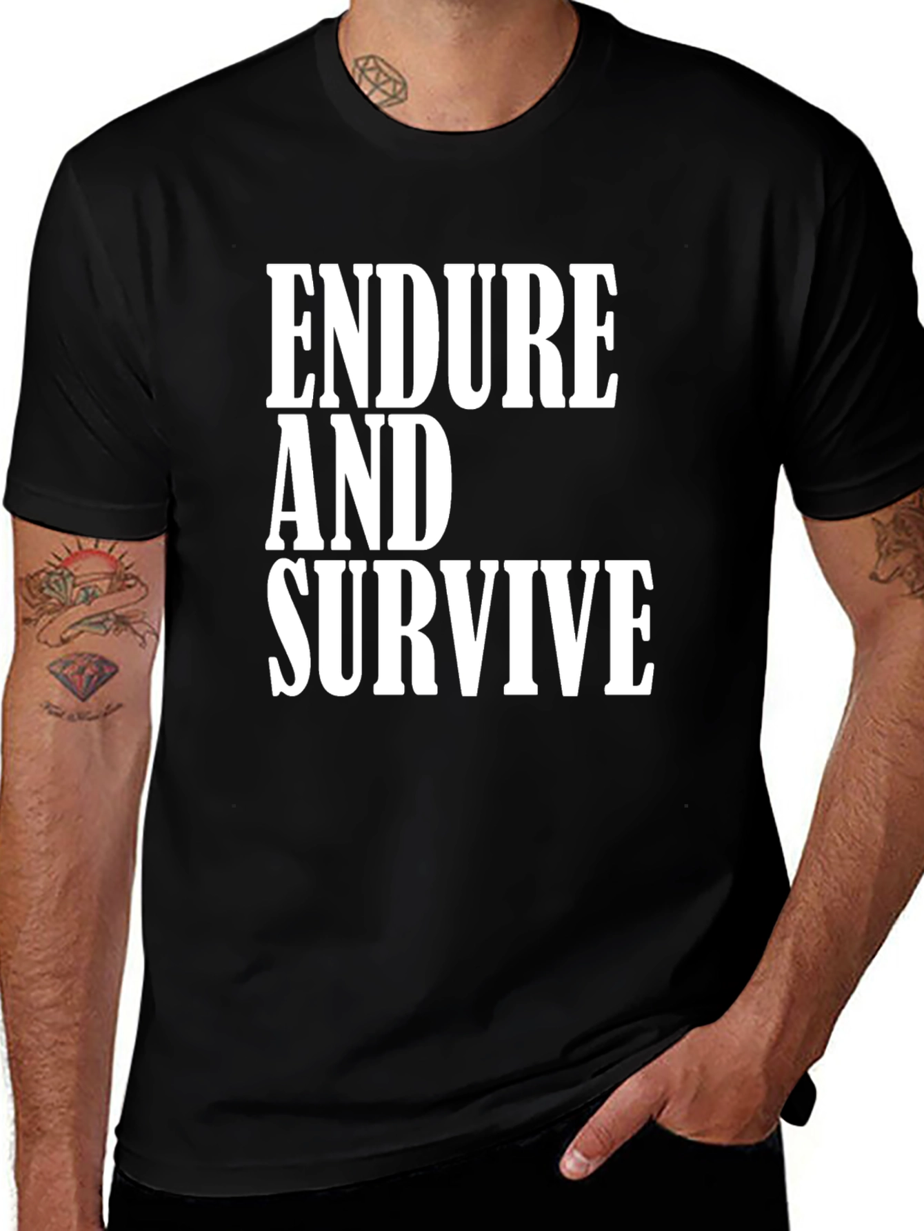 Variant 16 of Endure and Survive Graphic Tee - Black Cotton T-Shirt