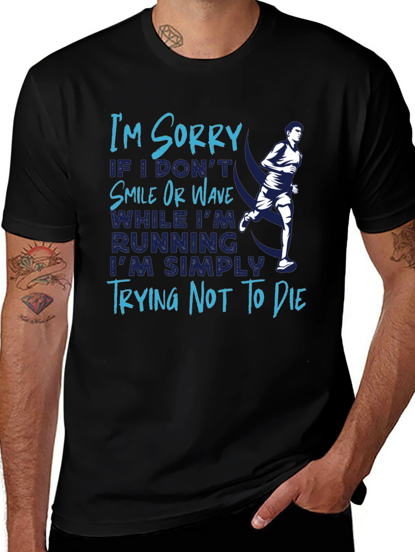 Black Runner's T-Shirt: Sorry I'm Trying Not To Die main image