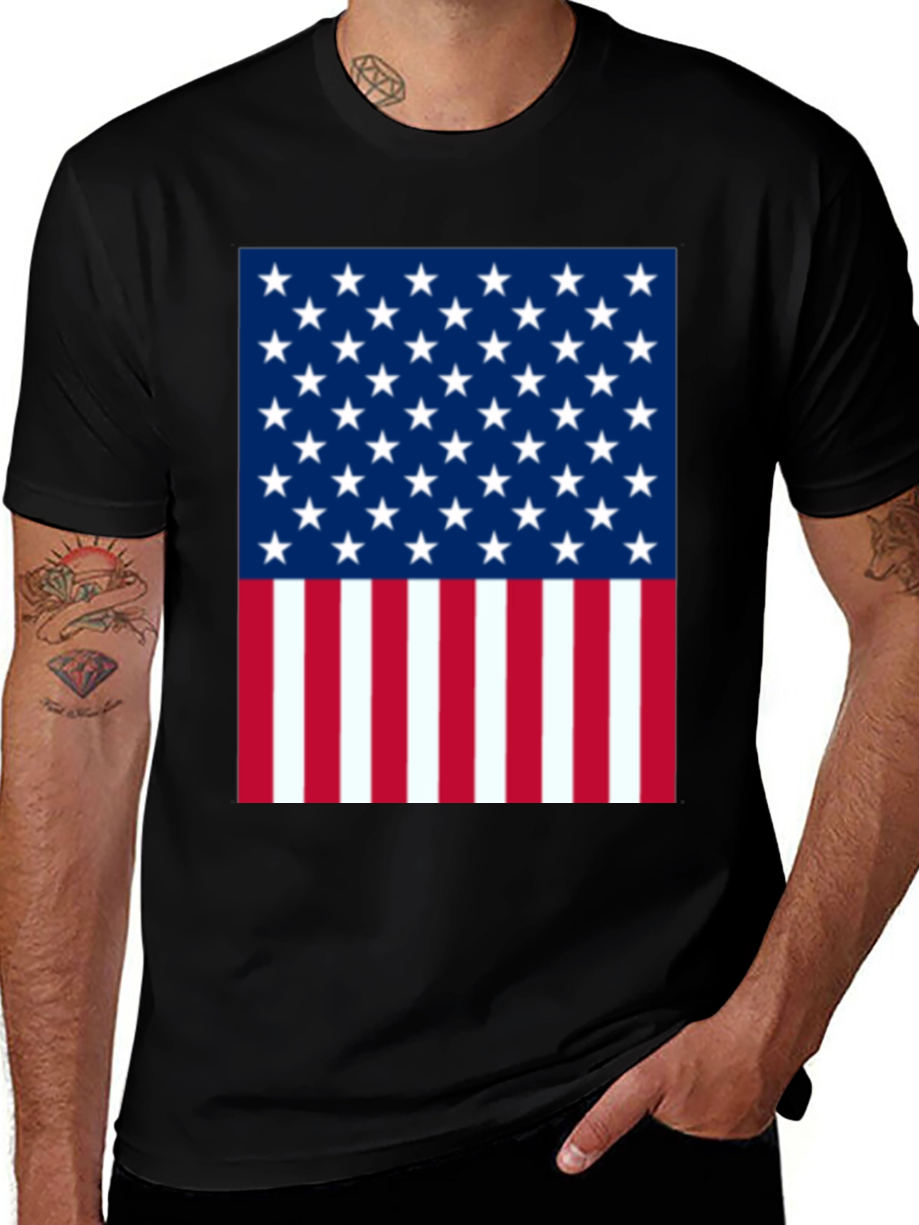 Variant 6 of American Flag Graphic Tee - Patriotic Black T-Shirt