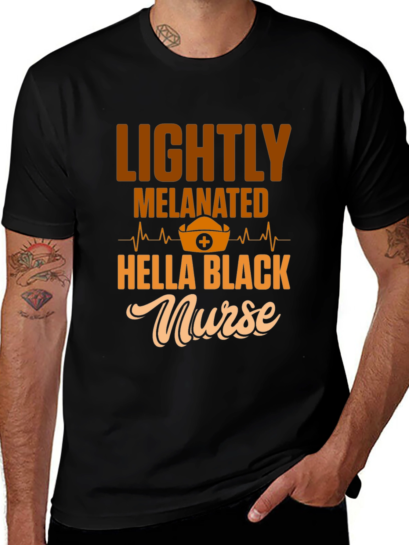 Variant 17 of Lightly Melanated Hella Black Nurse T-Shirt