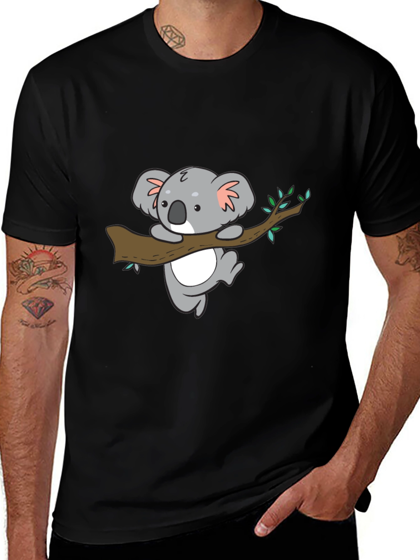 Variant 16 of Cute Koala Bear Graphic Black T-Shirt