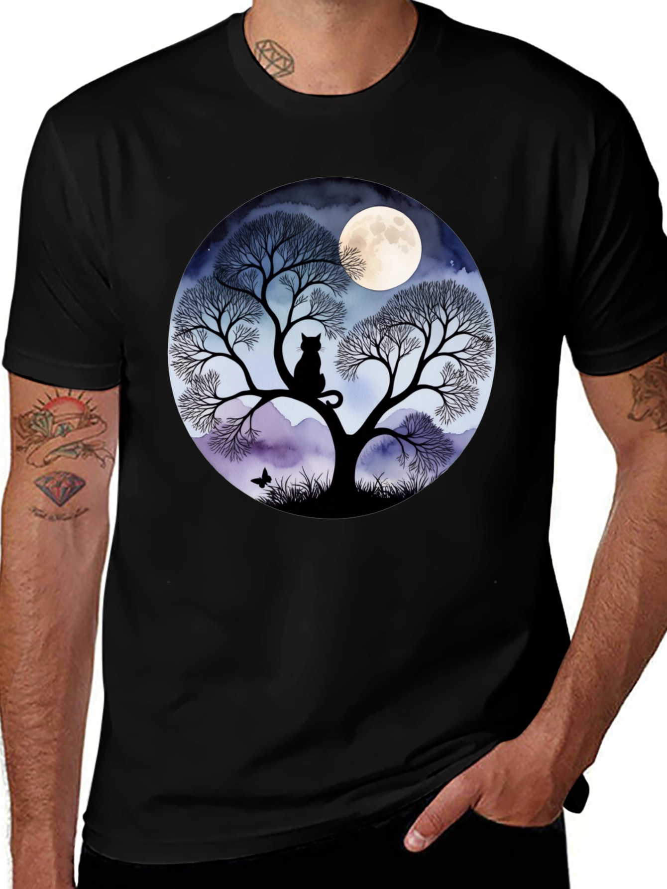 Variant 27 of Moonlit Cat Tree Graphic Tee