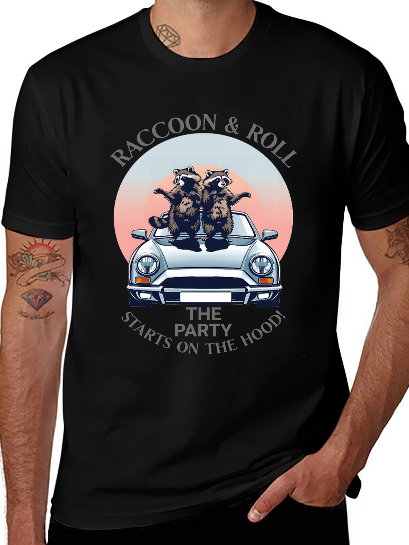 Variant 11 of Raccoon & Roll Tee - Party on the Hood