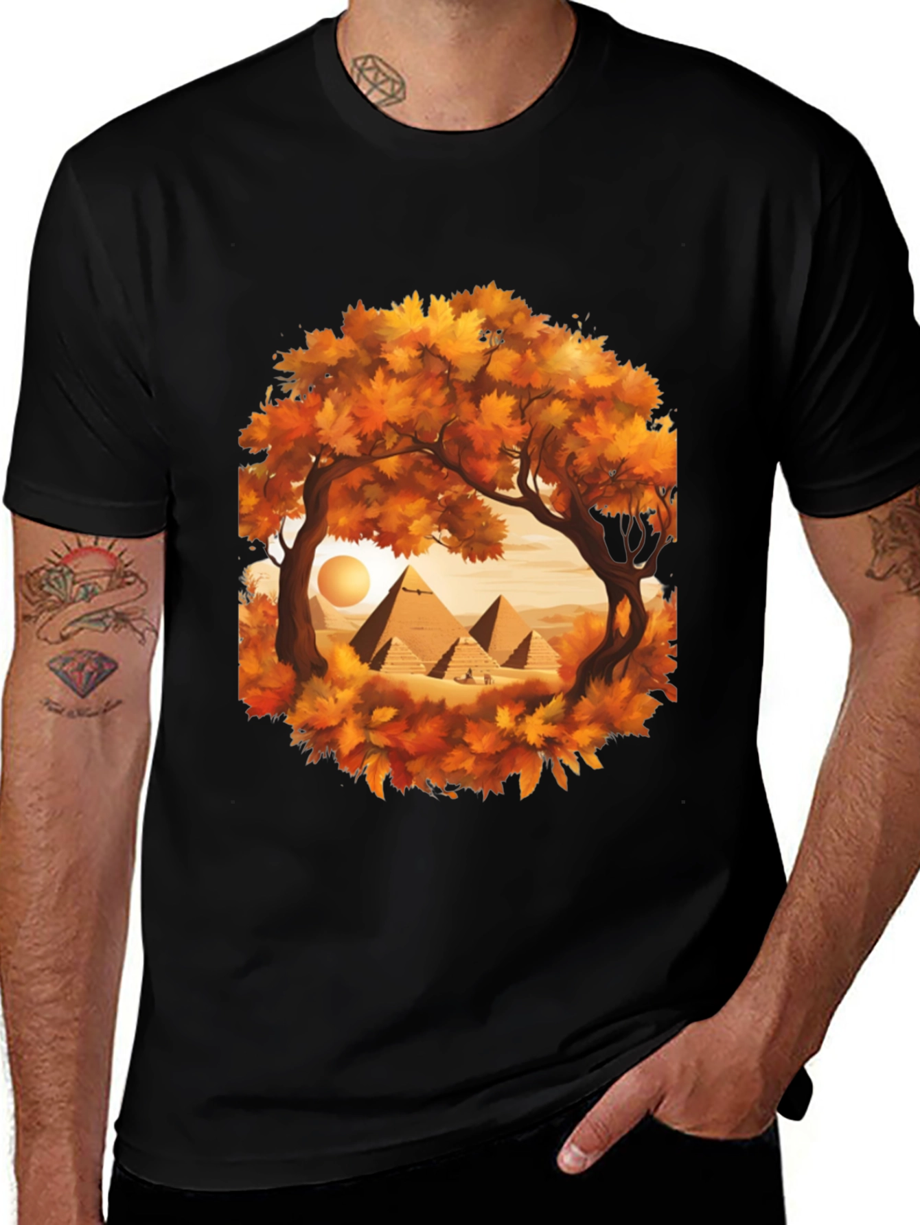 Variant 14 of Egyptian Pyramid Graphic Tee - Autumn Trees