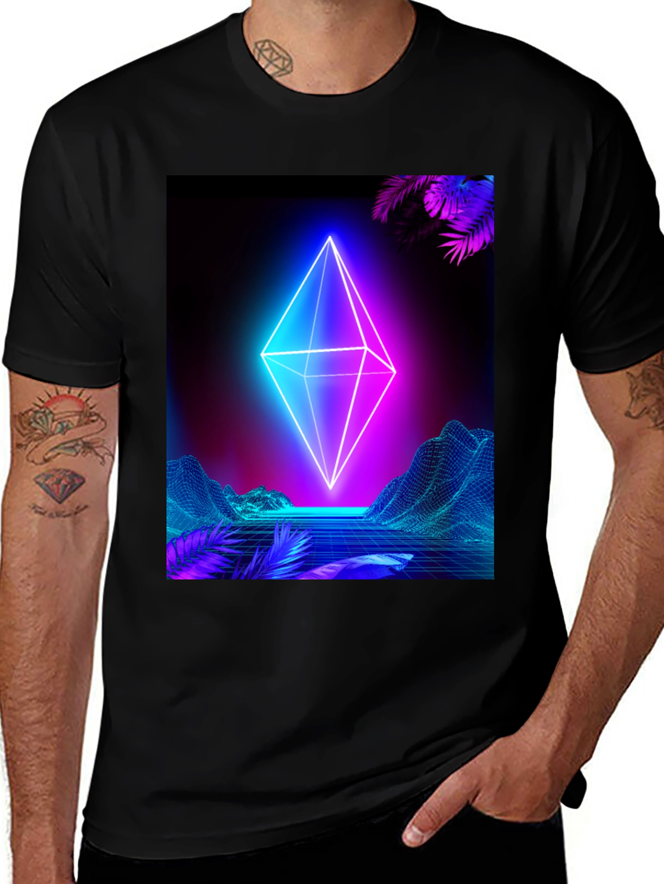 Variant 3 of Neon Geometric T-Shirt - Cyberpunk Aesthetic