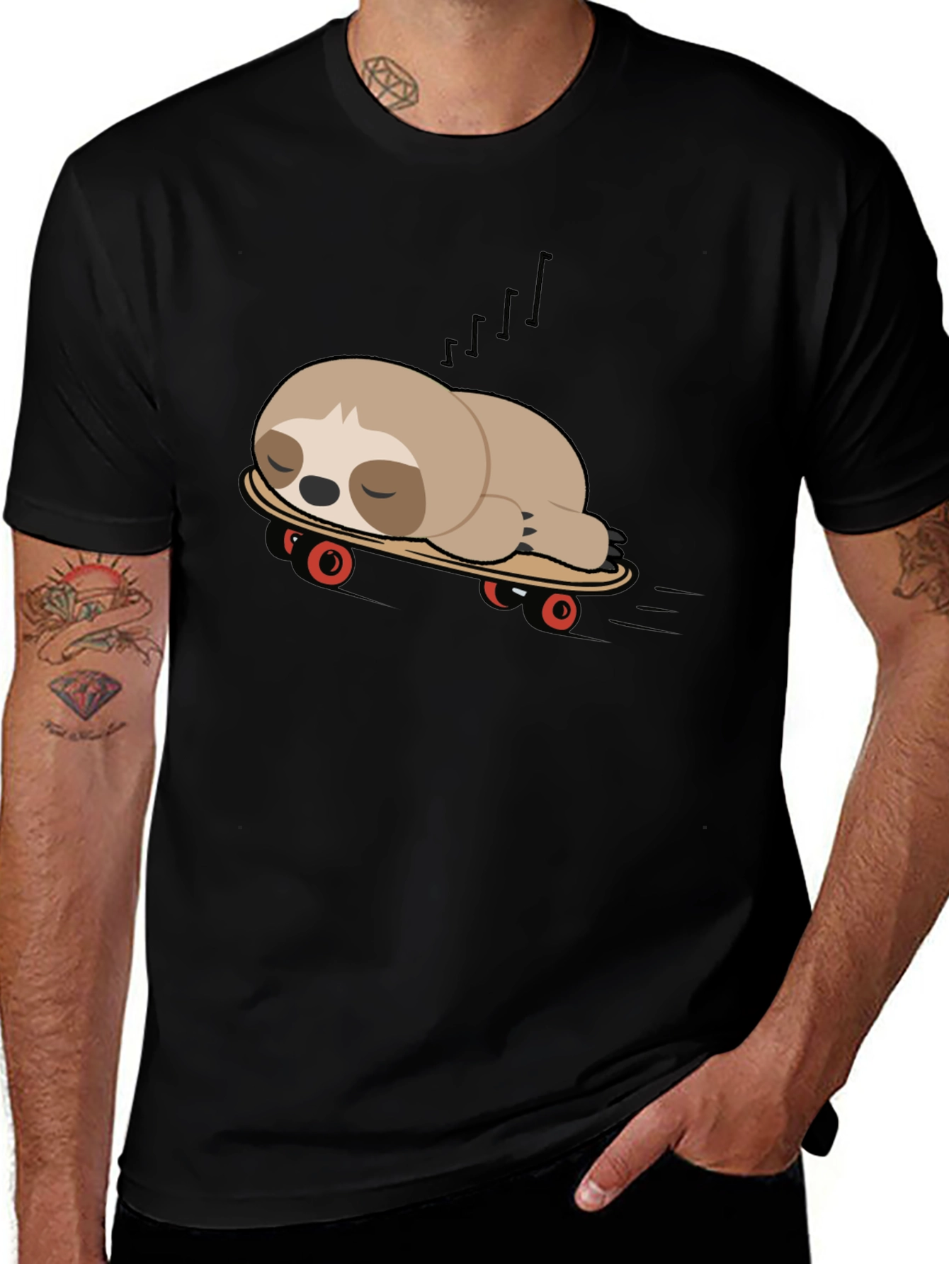 Variant 26 of Sloth on Skateboard Graphic Tee - Unisex