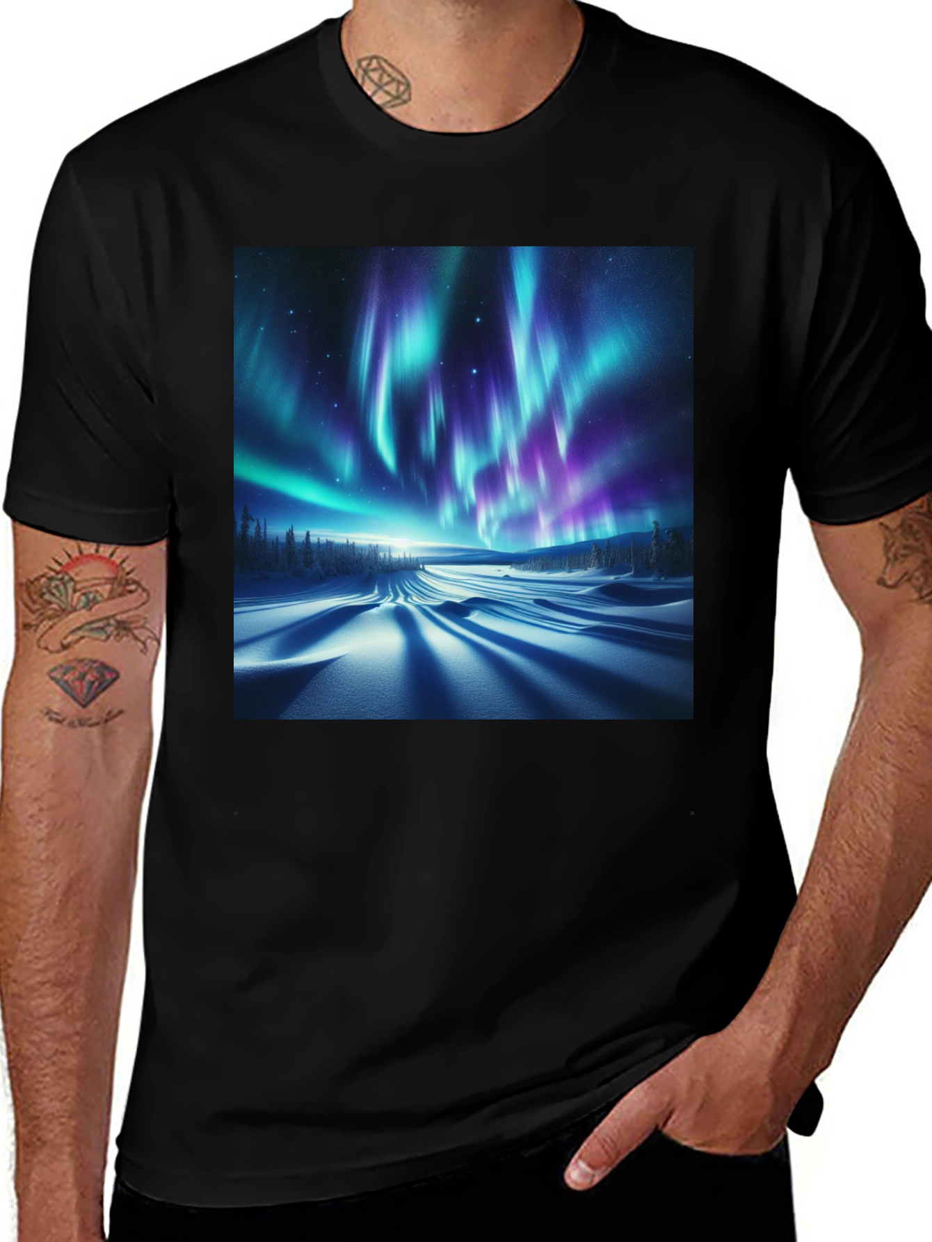 Variant 15 of Aurora Borealis Graphic Tee - Black