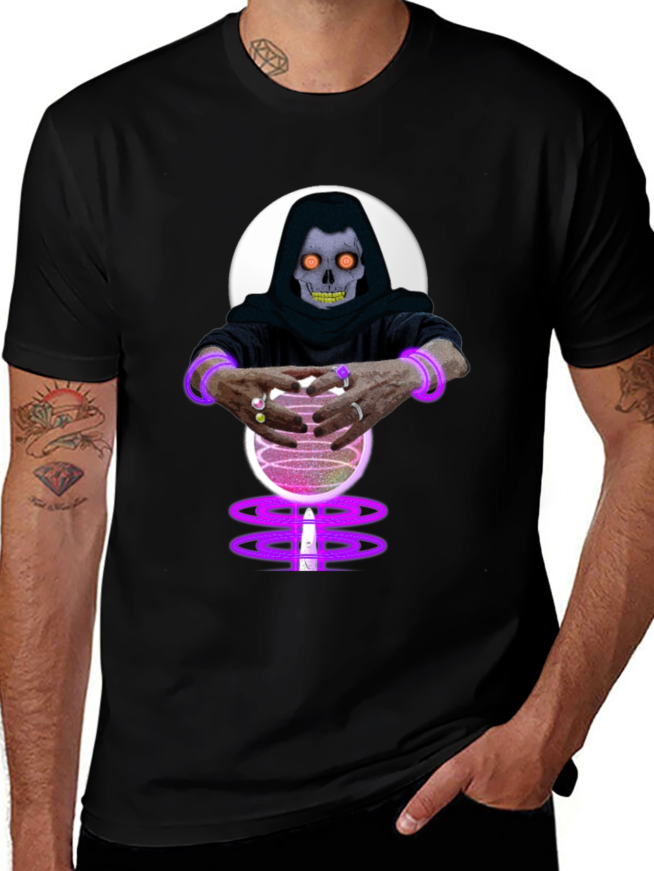 Mystic Skull Crystal Ball Black T-Shirt