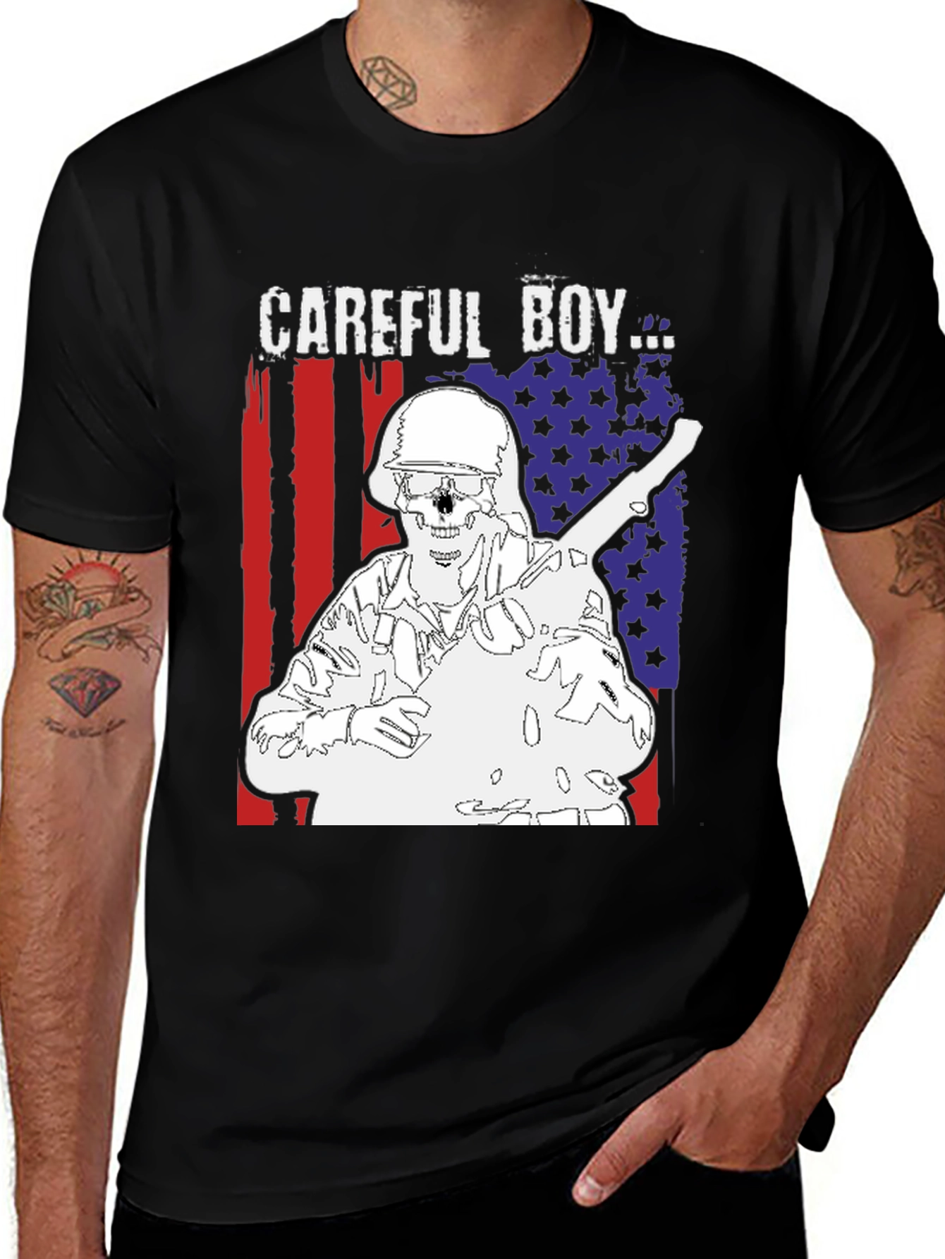 Variant 15 of Careful Boy Graphic Print Black T-Shirt