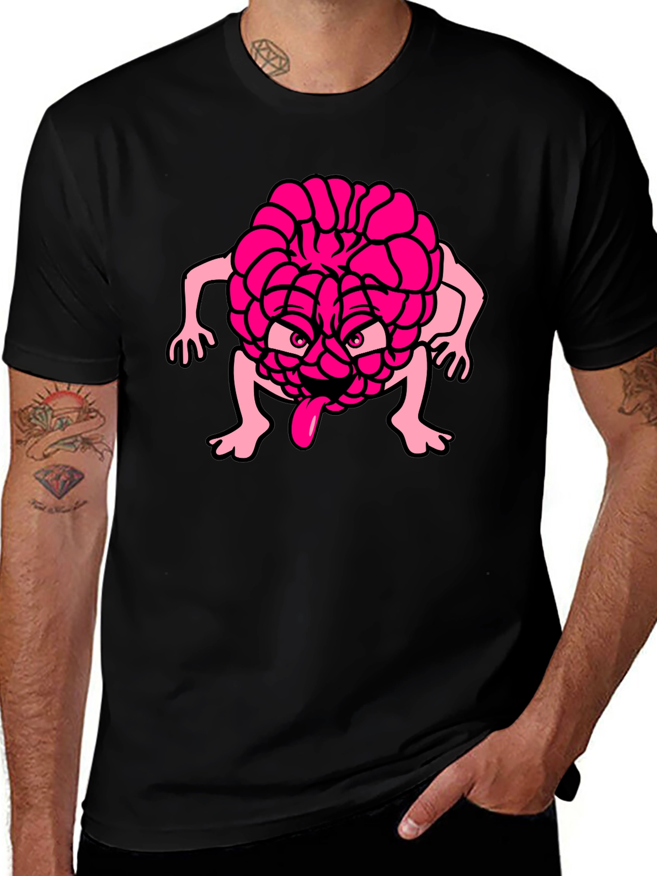 Variant 4 of Raspberry Monster Black T-Shirt