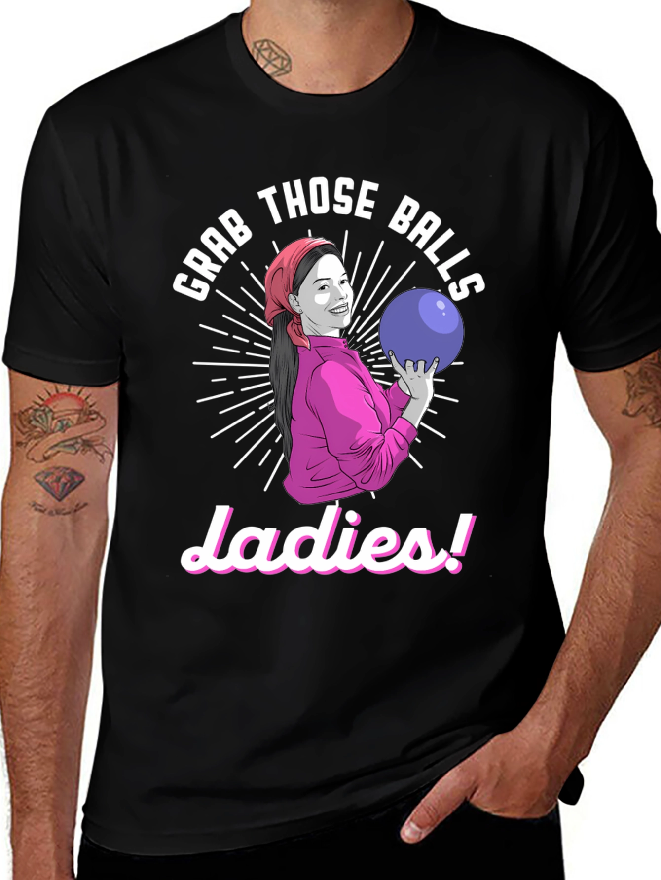 Variant 23 of Grab Those Balls Ladies T-Shirt - Bowling Humor