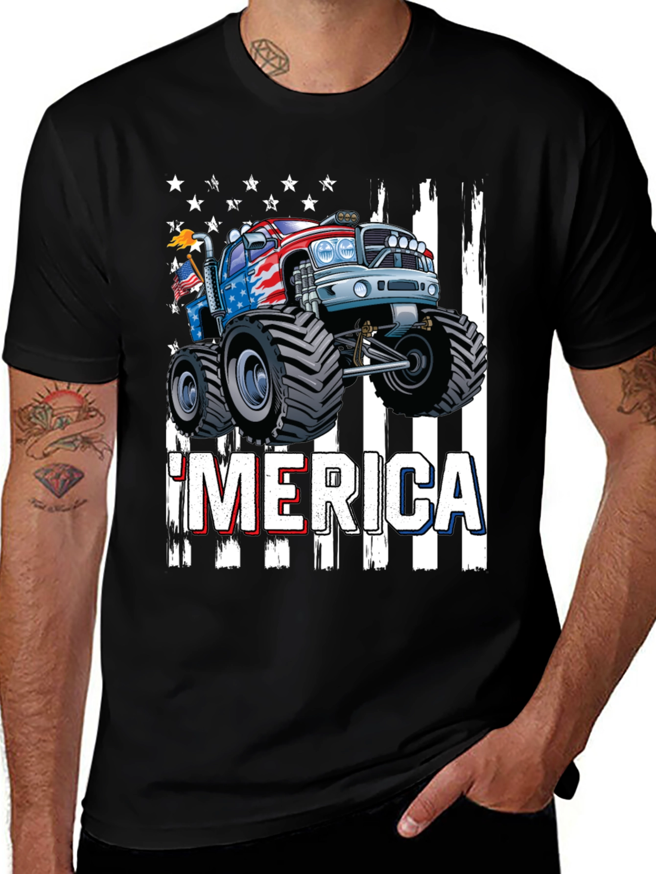 Variant 20 of Patriotic Monster Truck Graphic T-Shirt