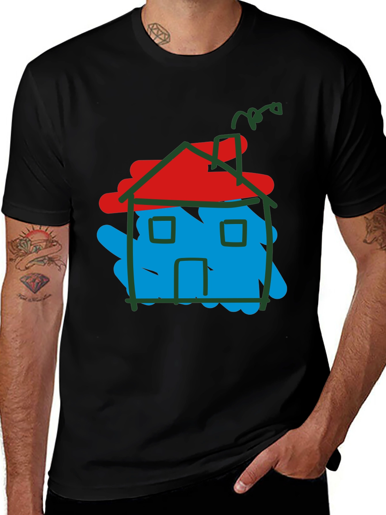 Variant 24 of Whimsical House Graphic Tee - Fun & Unique Design