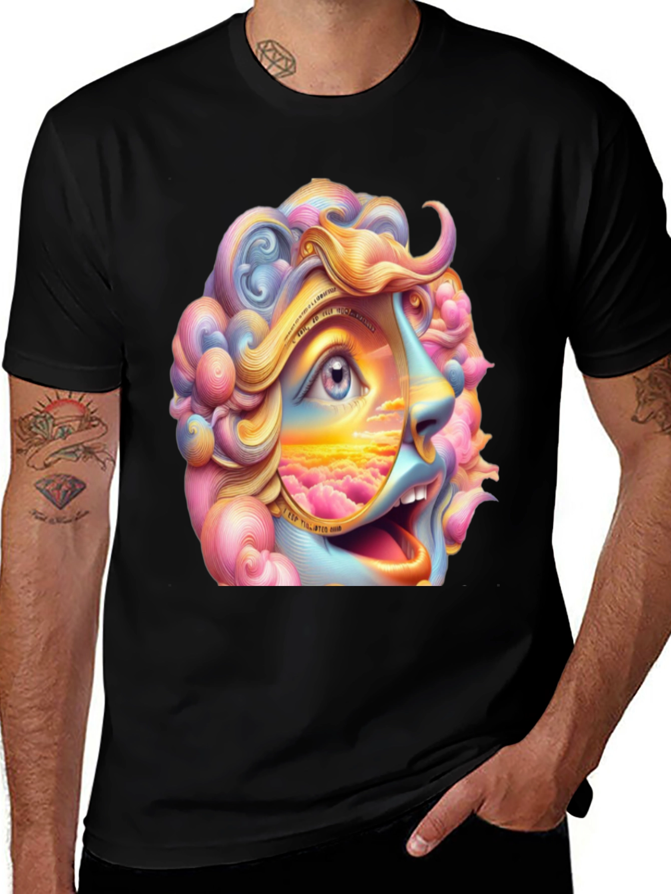 Variant 10 of Psychedelic Face T-Shirt - Artistic Graphic Tee