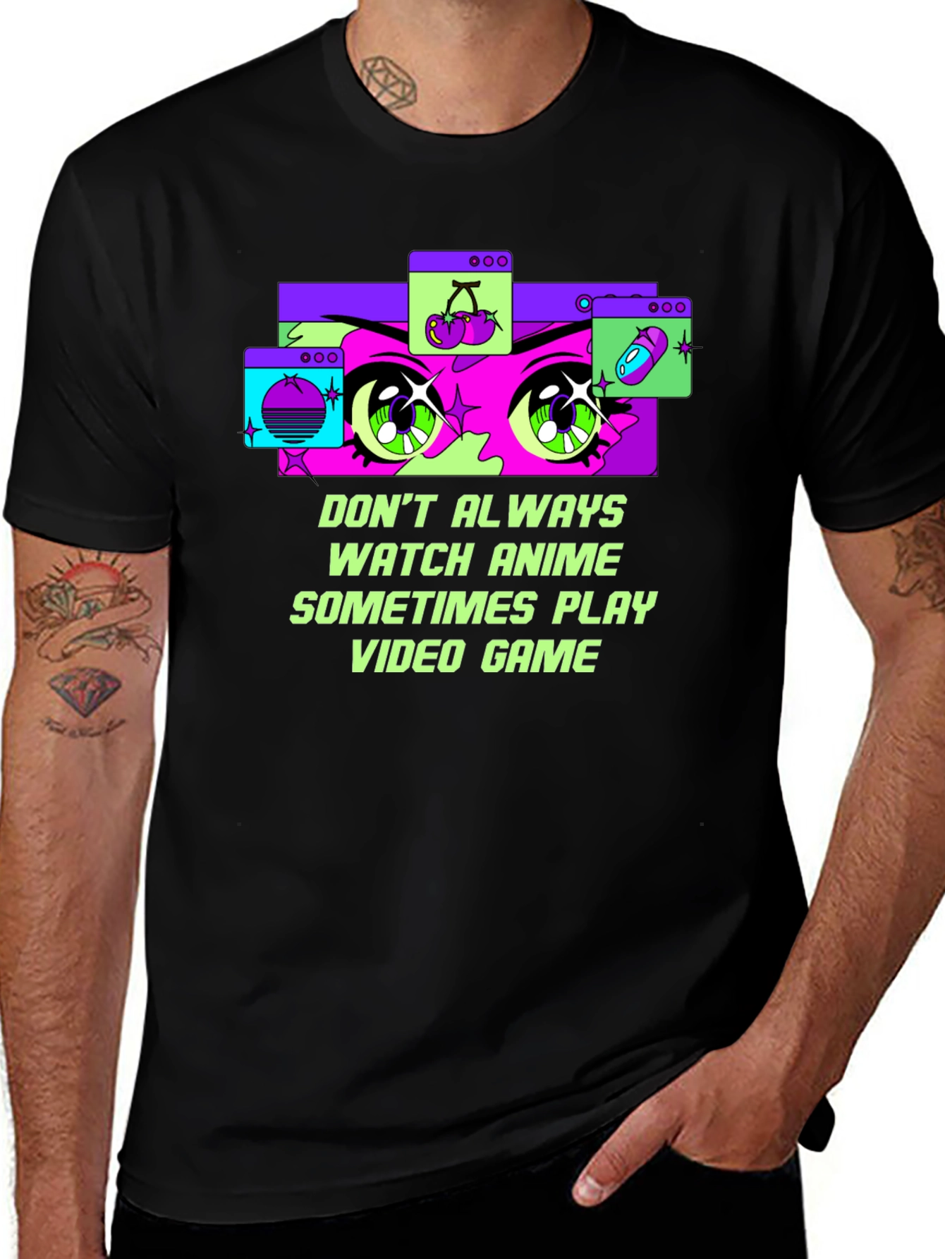 Variant 9 of Anime Gamer T-Shirt - "Don't Always Watch Anime" Black Tee