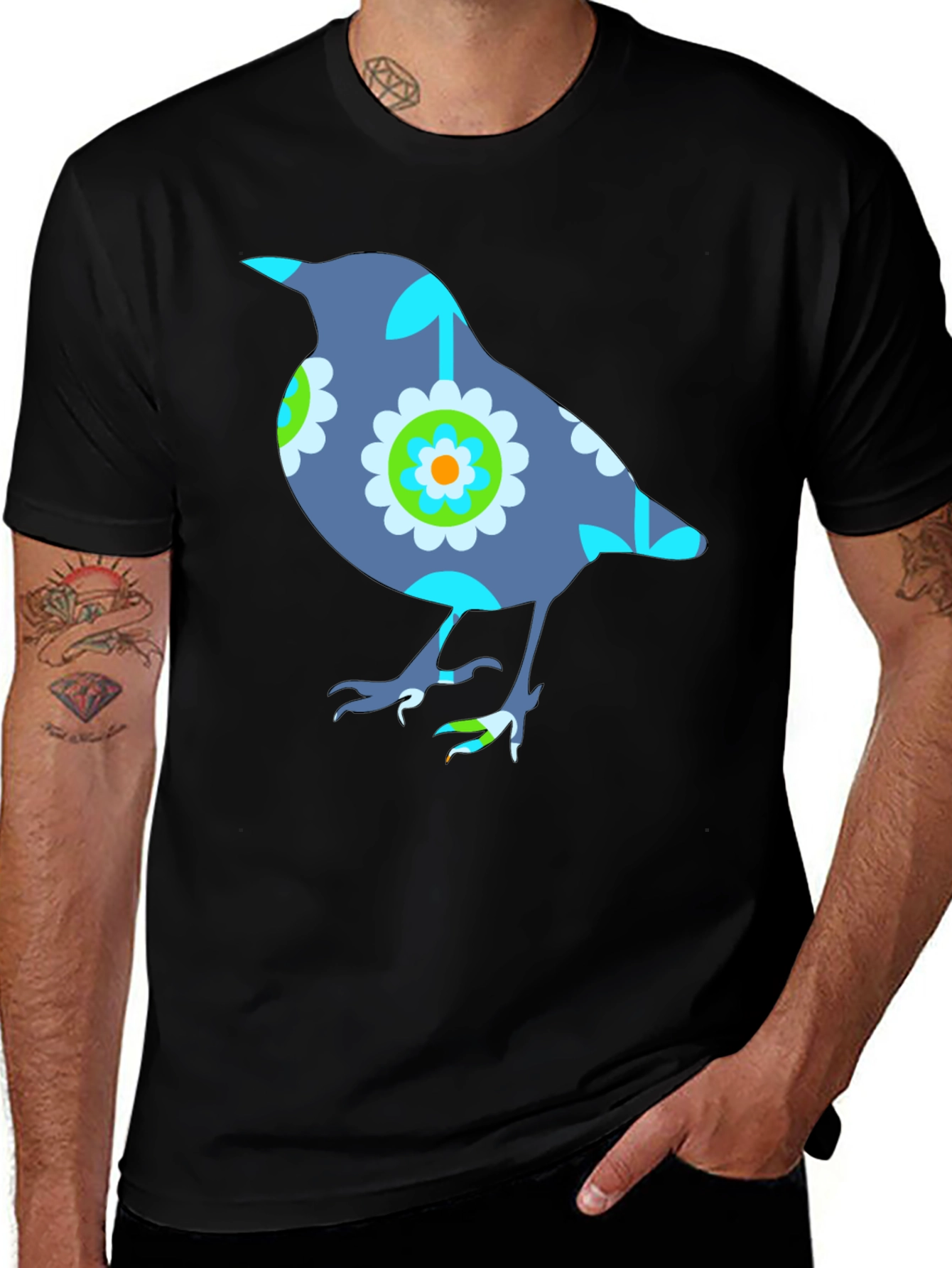 Variant 11 of Bird Graphic Black T-Shirt