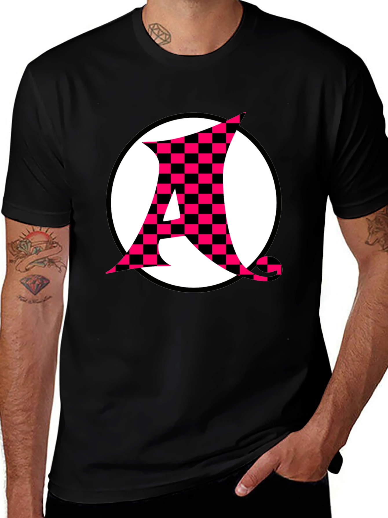 Variant 13 of Checkerboard A Graphic Print Black T-Shirt