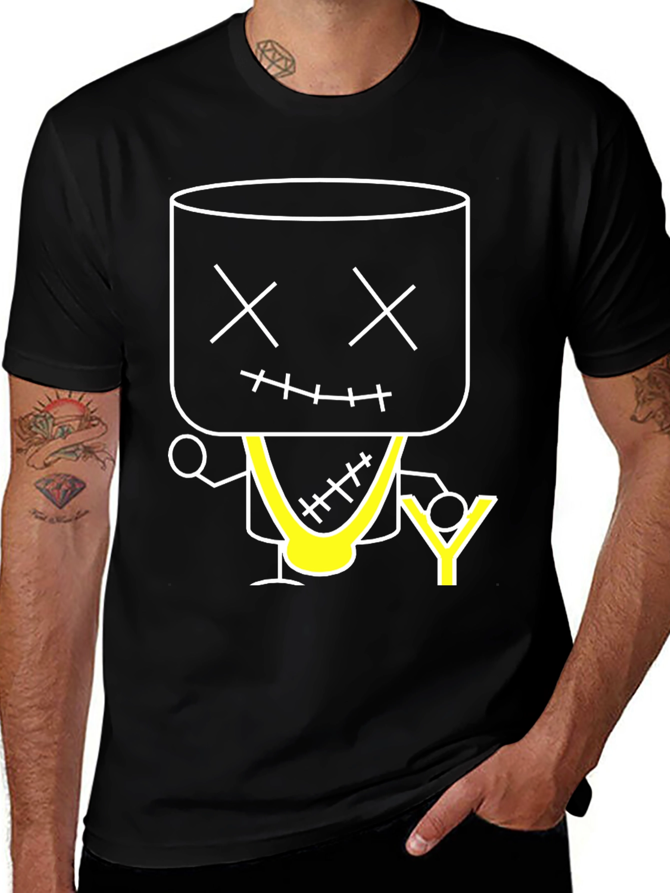 Variant 13 of Funny Graphic Tee - Cartoon Character Black T-Shirt