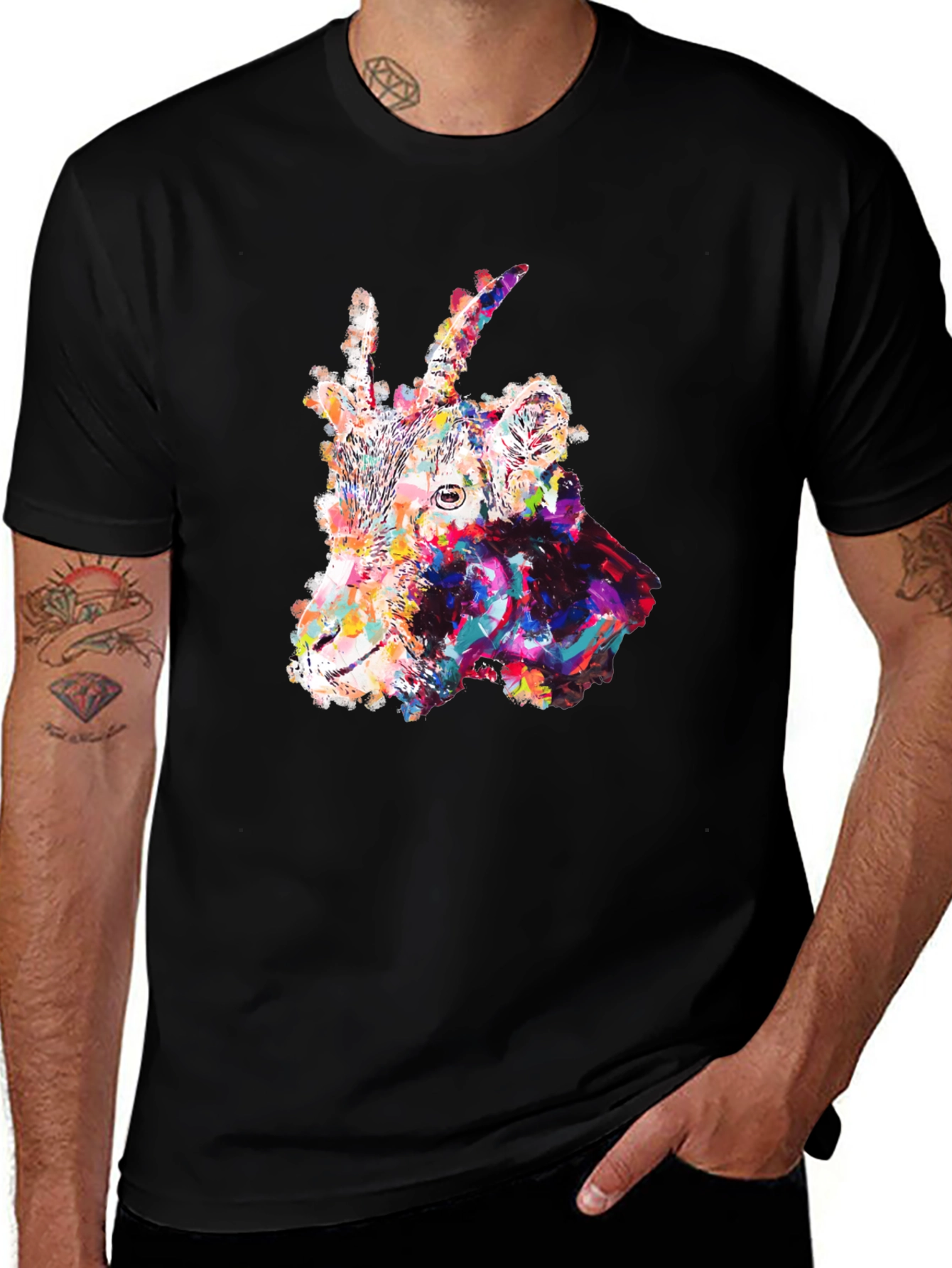 Variant 14 of Abstract Goat Graphic T-Shirt - Unique Art Tee