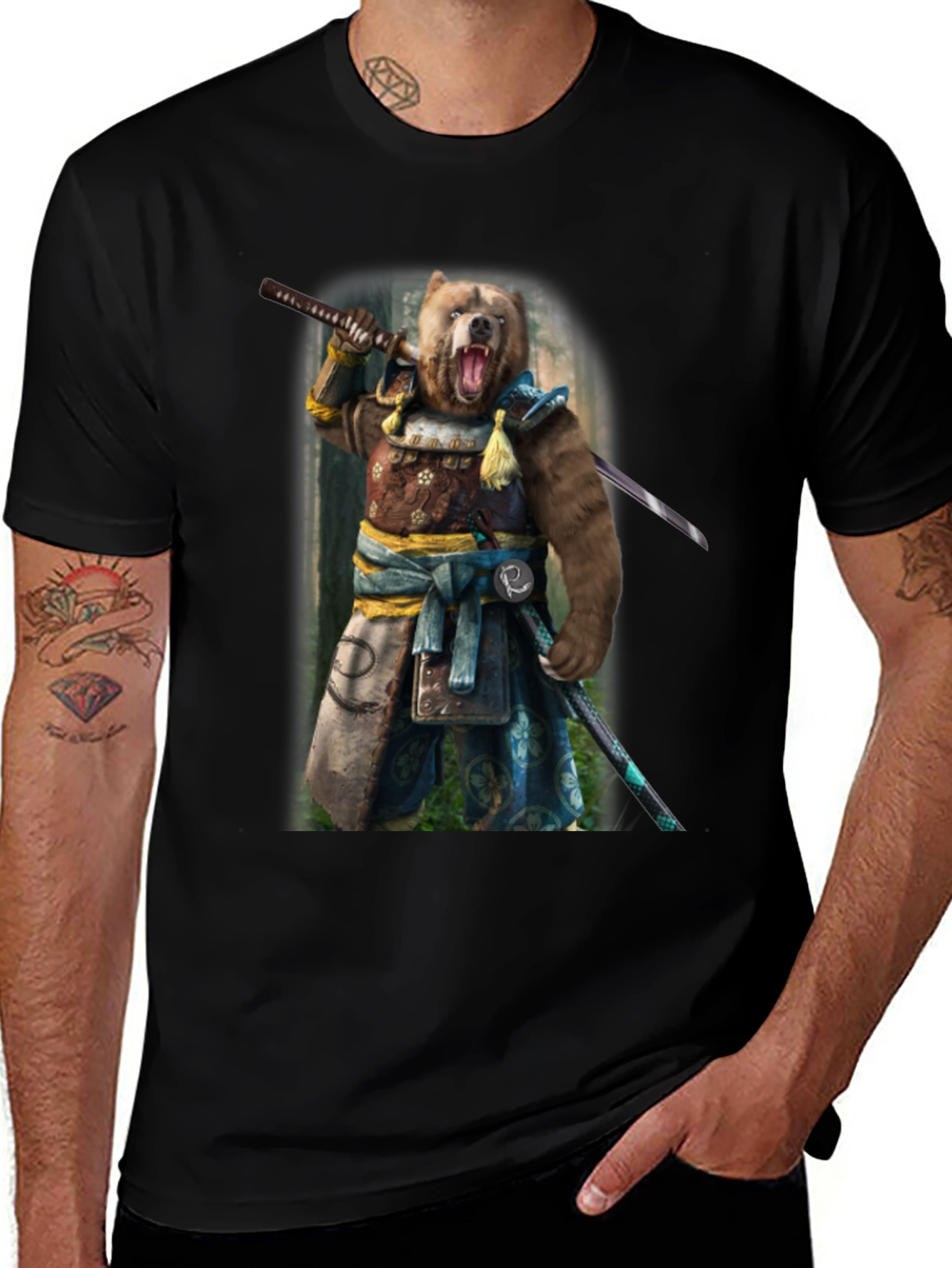 Bear Samurai T-Shirt - Unique Graphic Tee