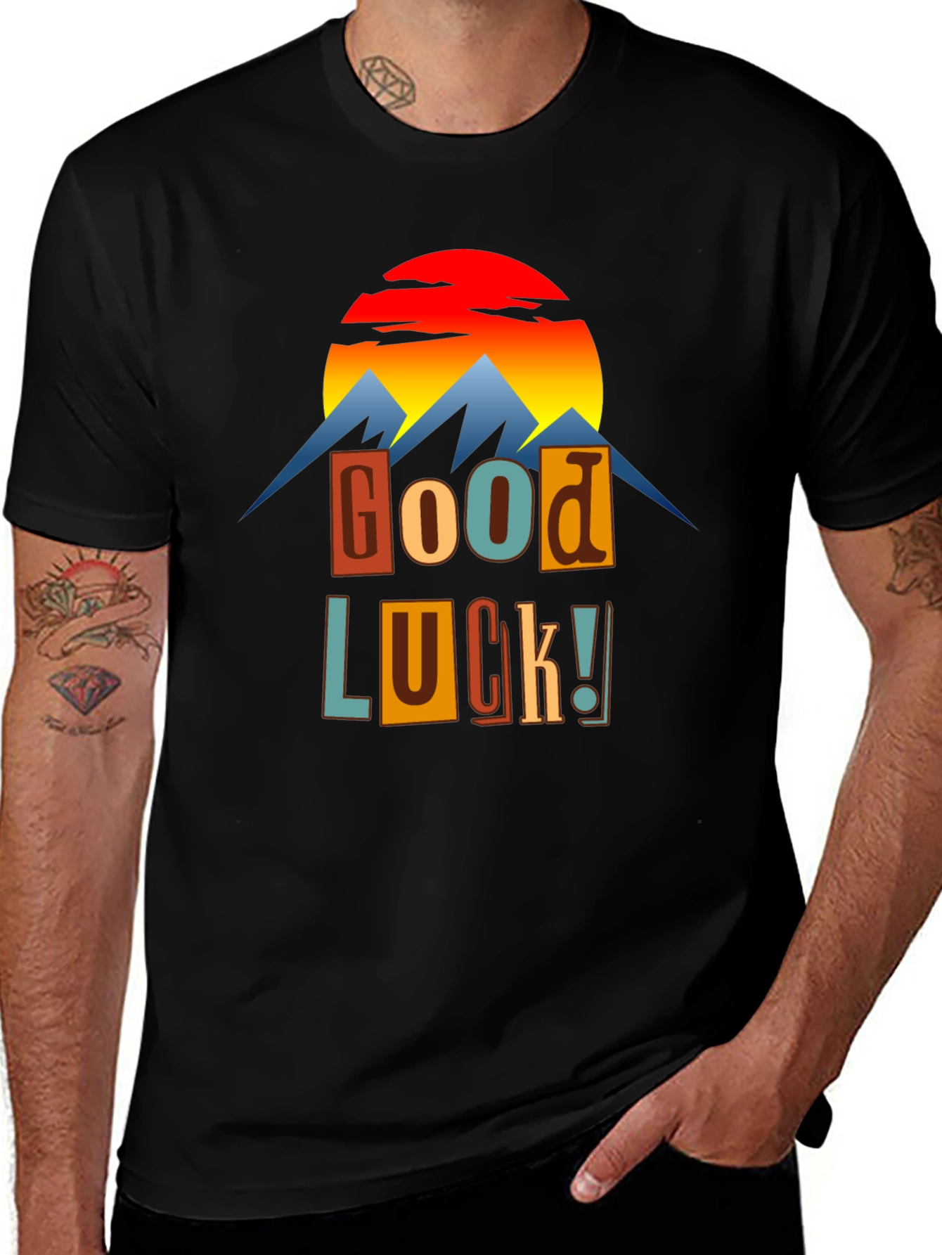 Variant 17 of Good Luck Graphic Tee - Mountains & Sunset