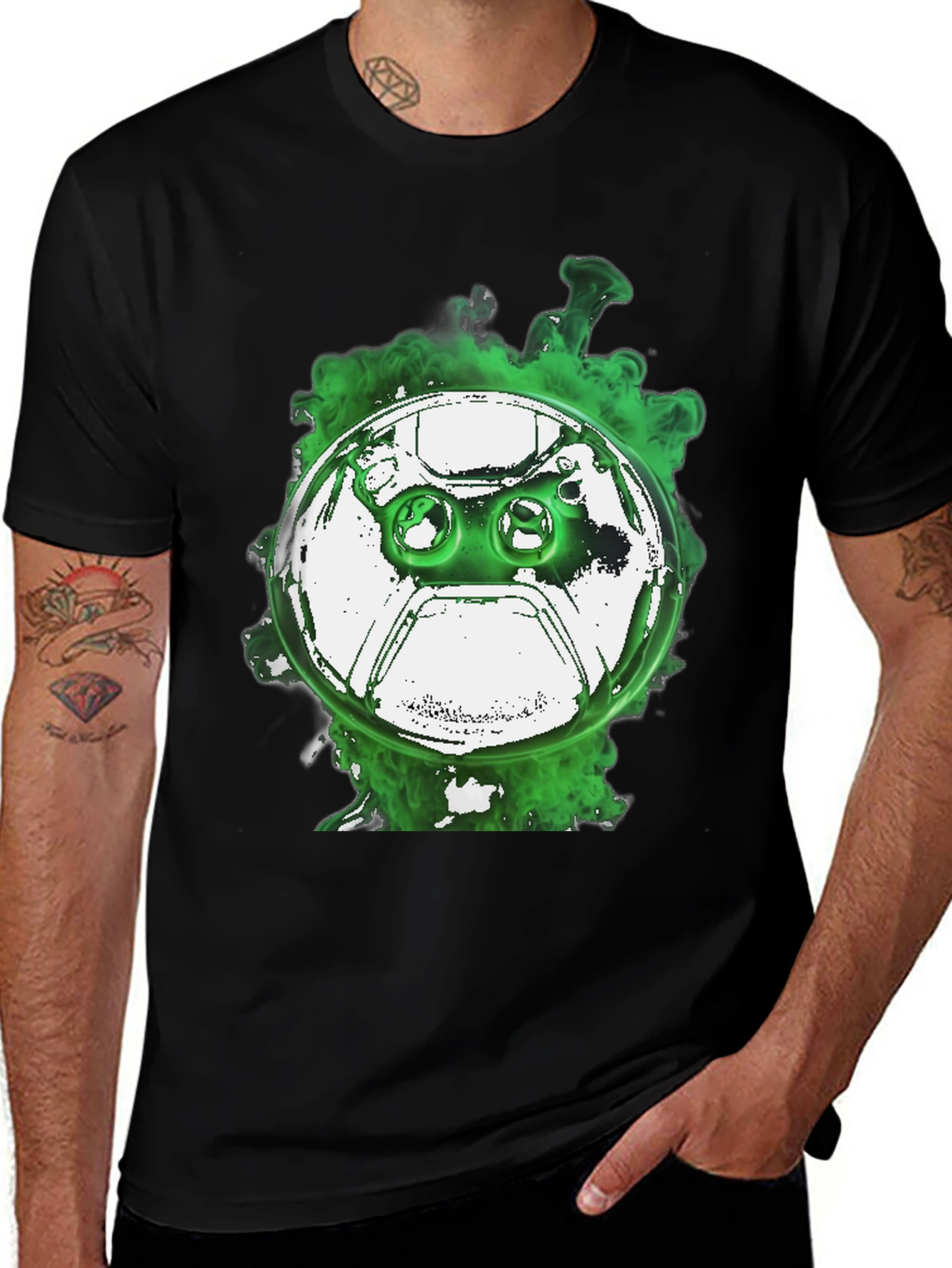 Variant 11 of Gaming Controller T-Shirt - Green Smoke Design