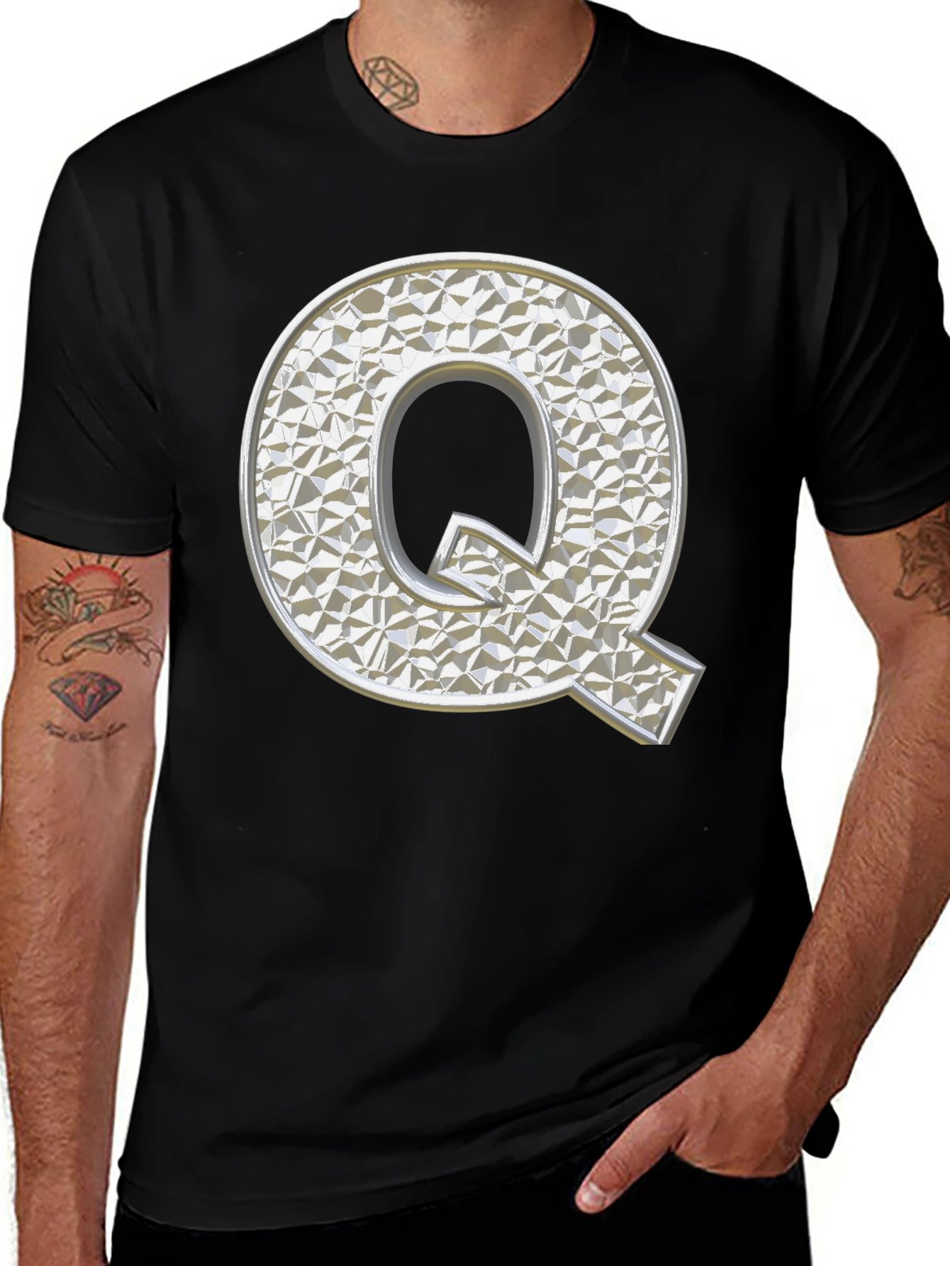 Variant 28 of Diamond Letter Q Graphic T-Shirt