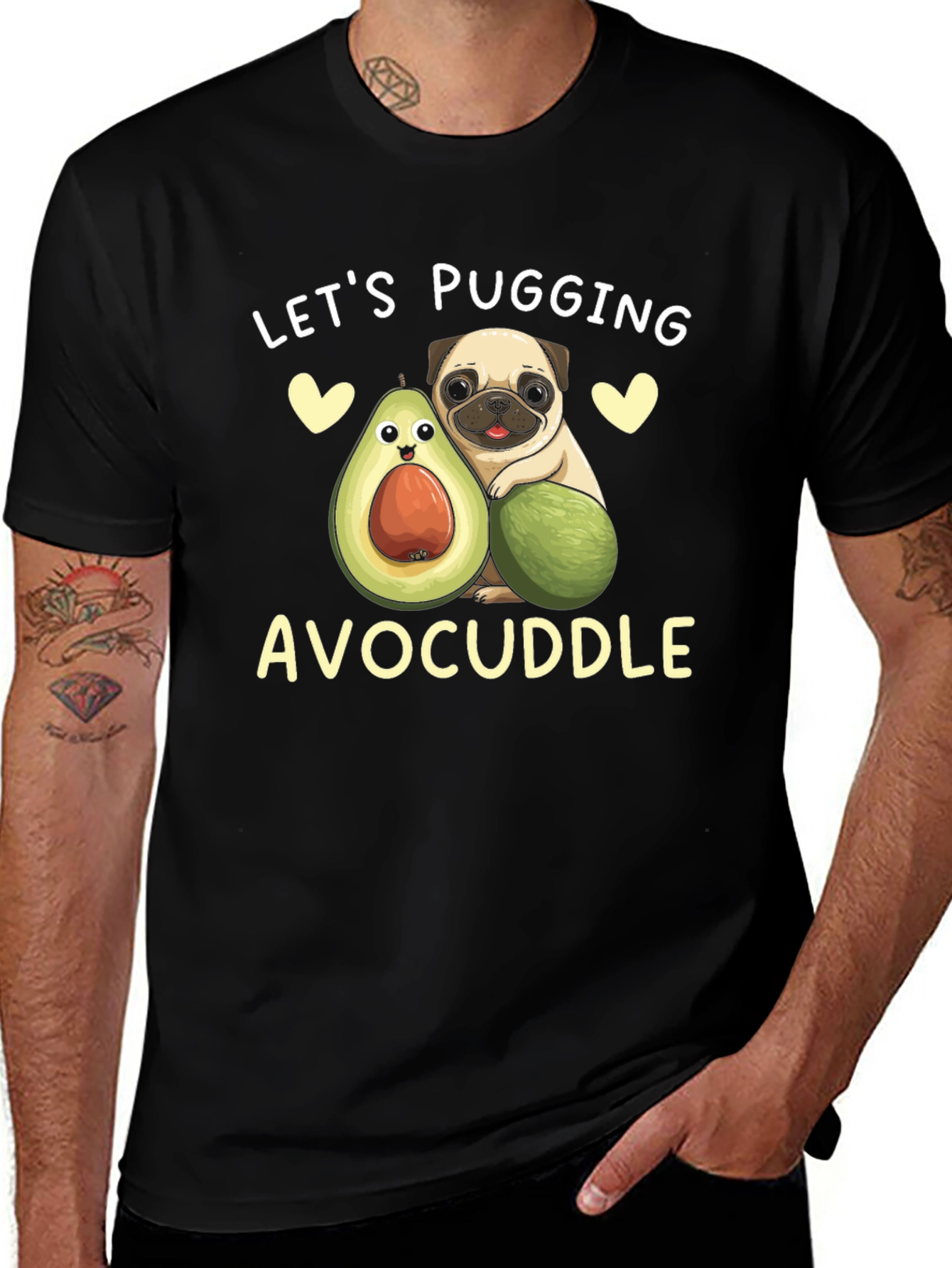 Variant 23 of Let's Pugging Avocuddle Black T-Shirt