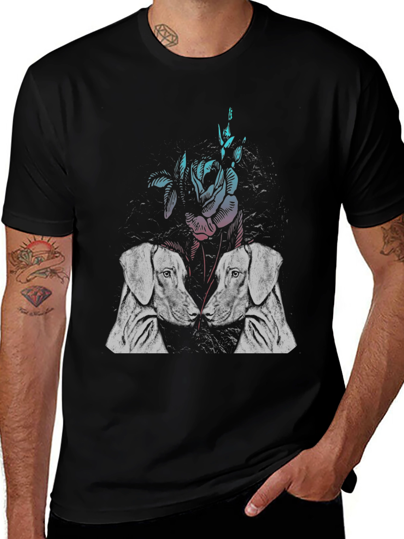 Variant 24 of Dog and Rose Graphic T-Shirt