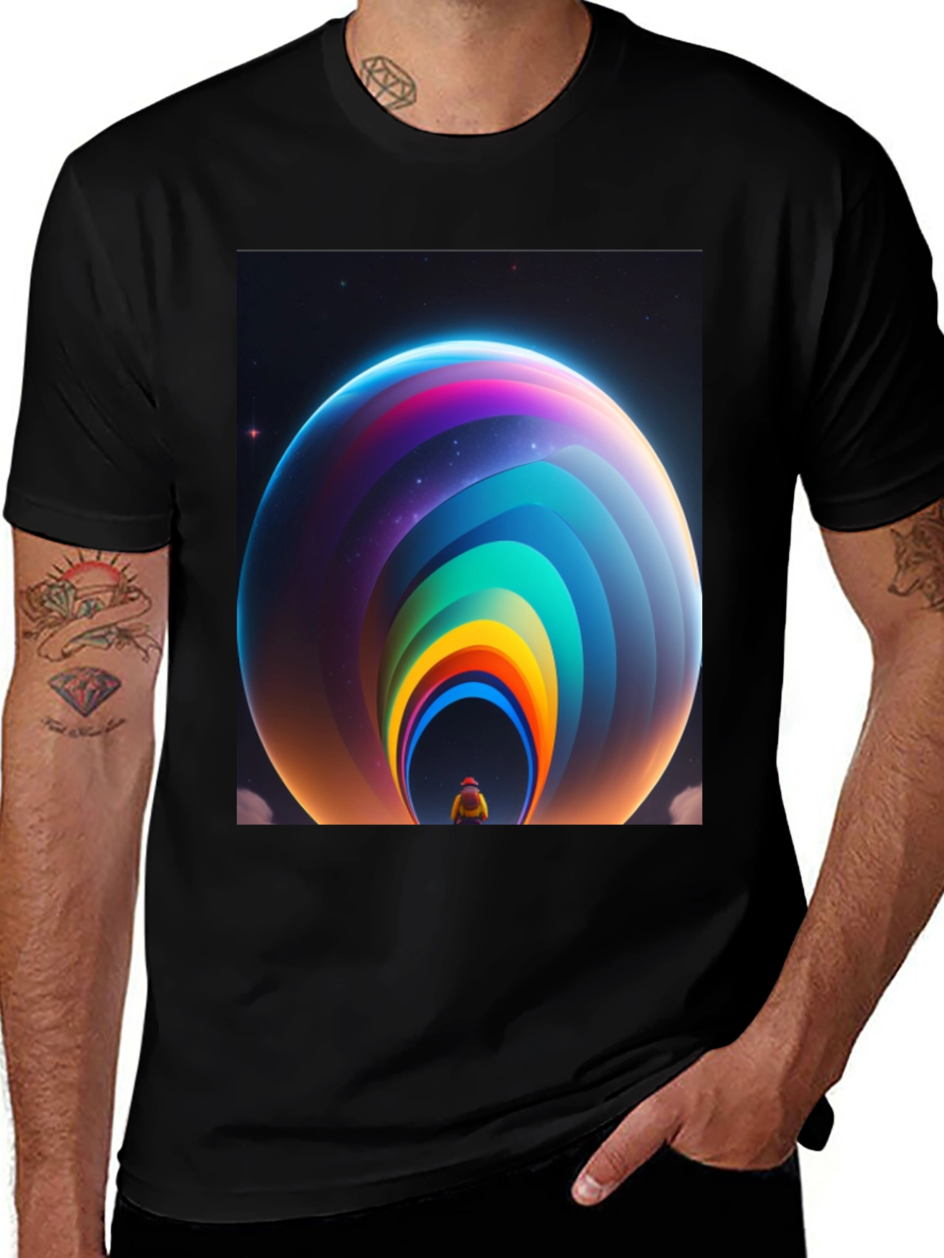 Variant 18 of Cosmic Rainbow Sphere Graphic Tee