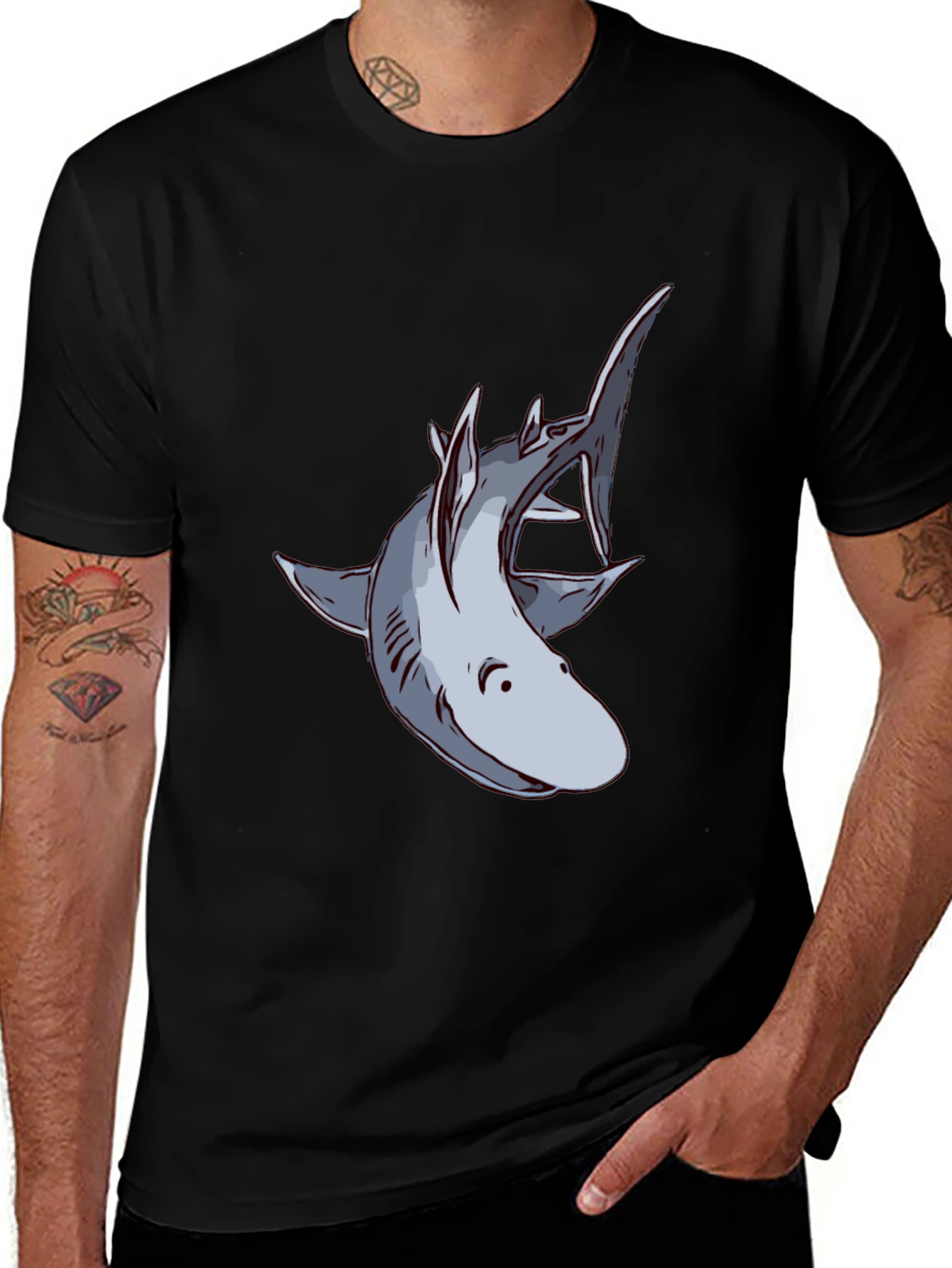 Variant 23 of Shark Graphic T-Shirt - Men's Black Tee