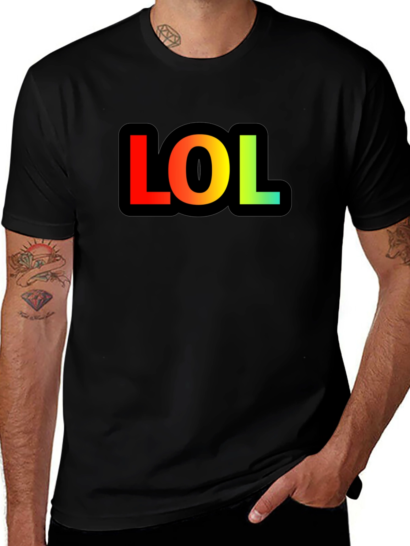 LOL Graphic Tee - Black Cotton Casual T-Shirt