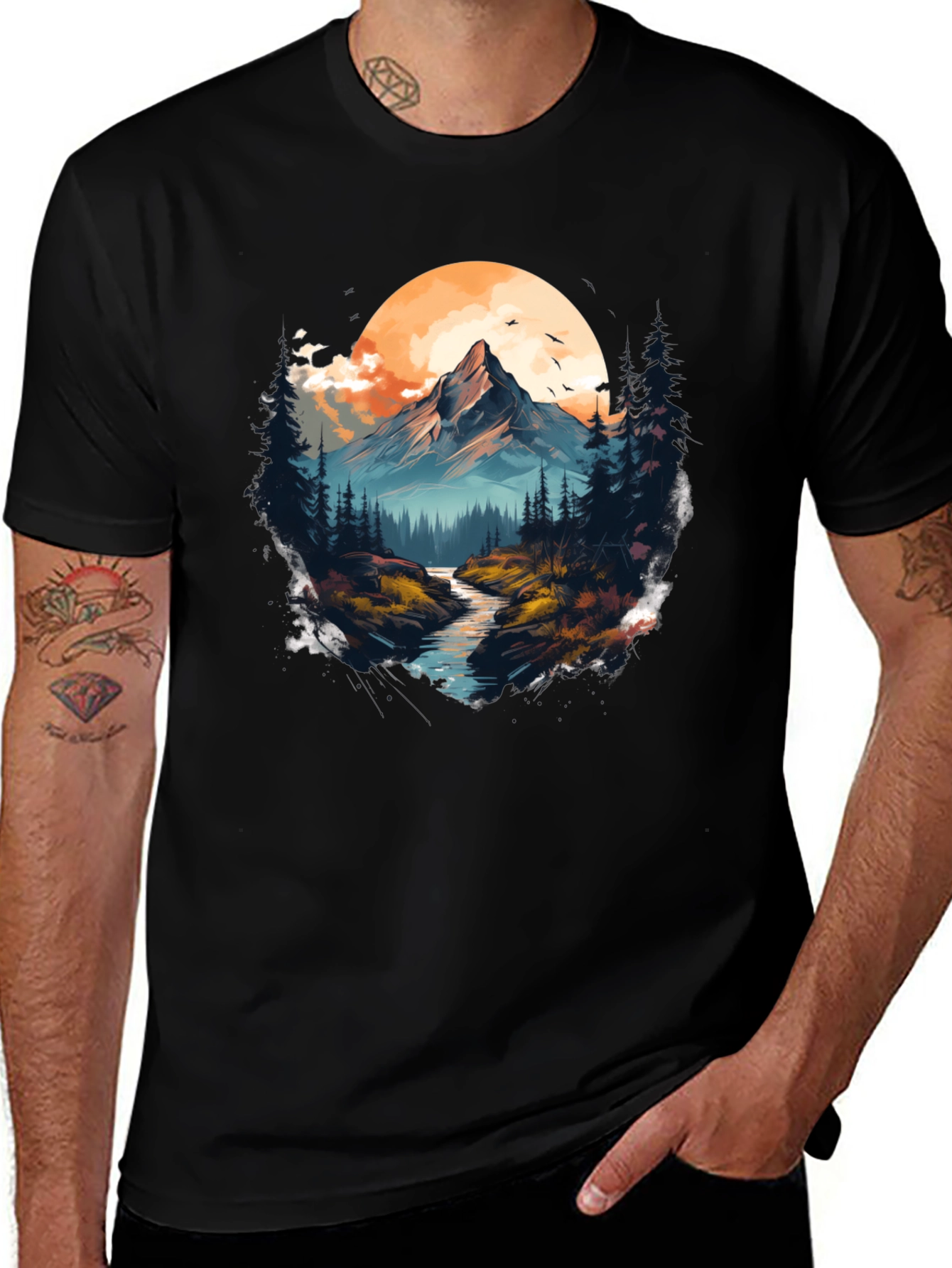 Variant 22 of Mountain River Graphic T-Shirt - Nature Lover's Tee