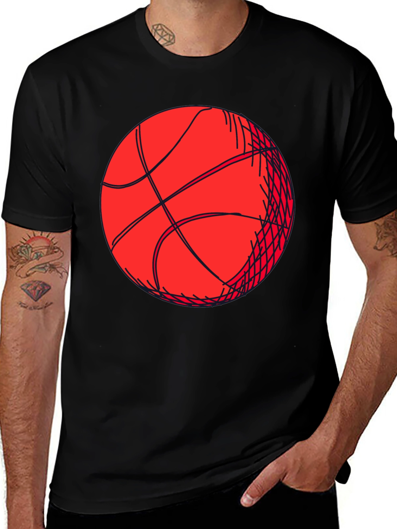 Variant 24 of Basketball Graphic Tee - Black Short Sleeve Shirt