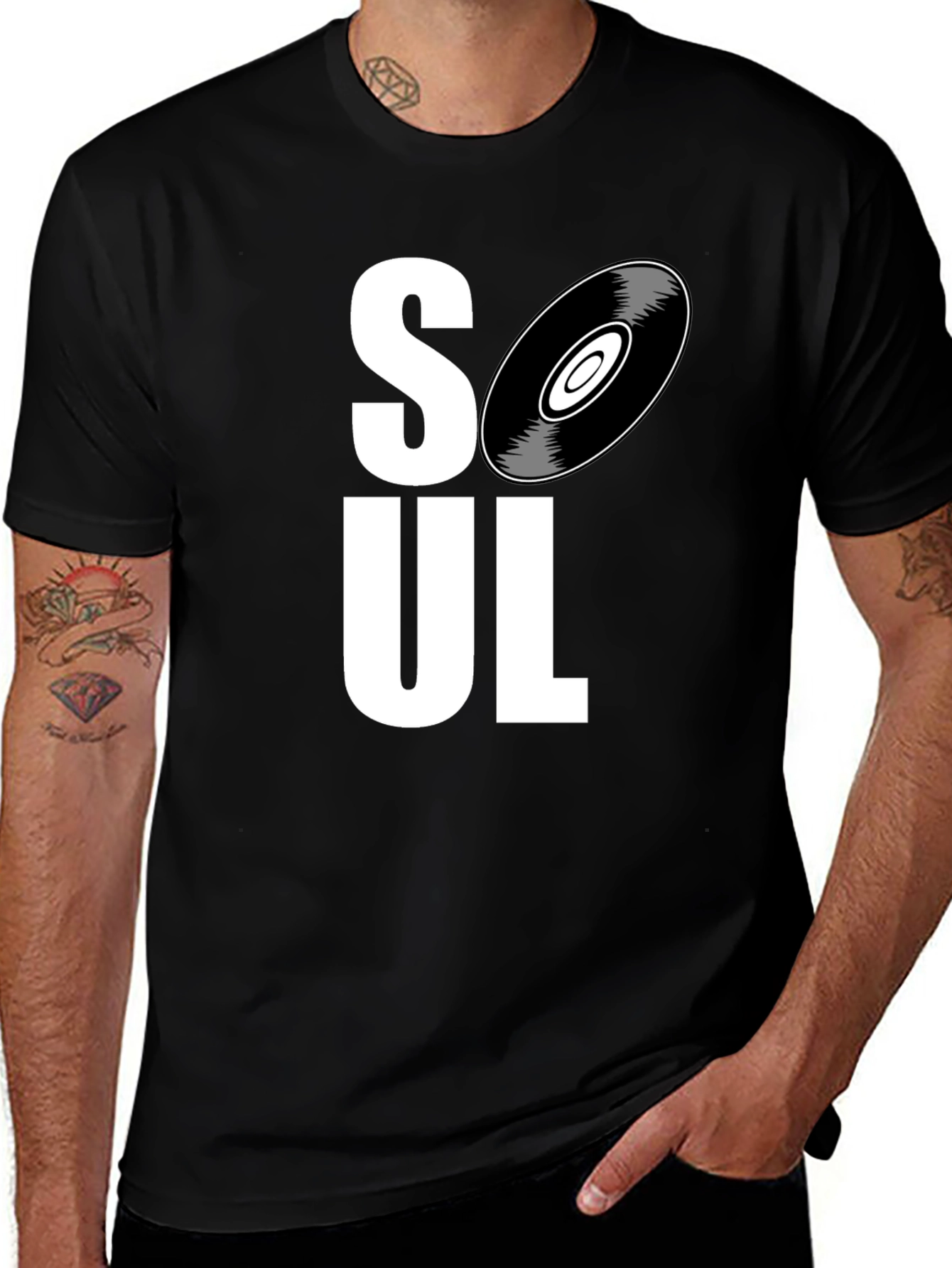 Variant 7 of Soul Music Graphic Tee - Black Cotton T-Shirt