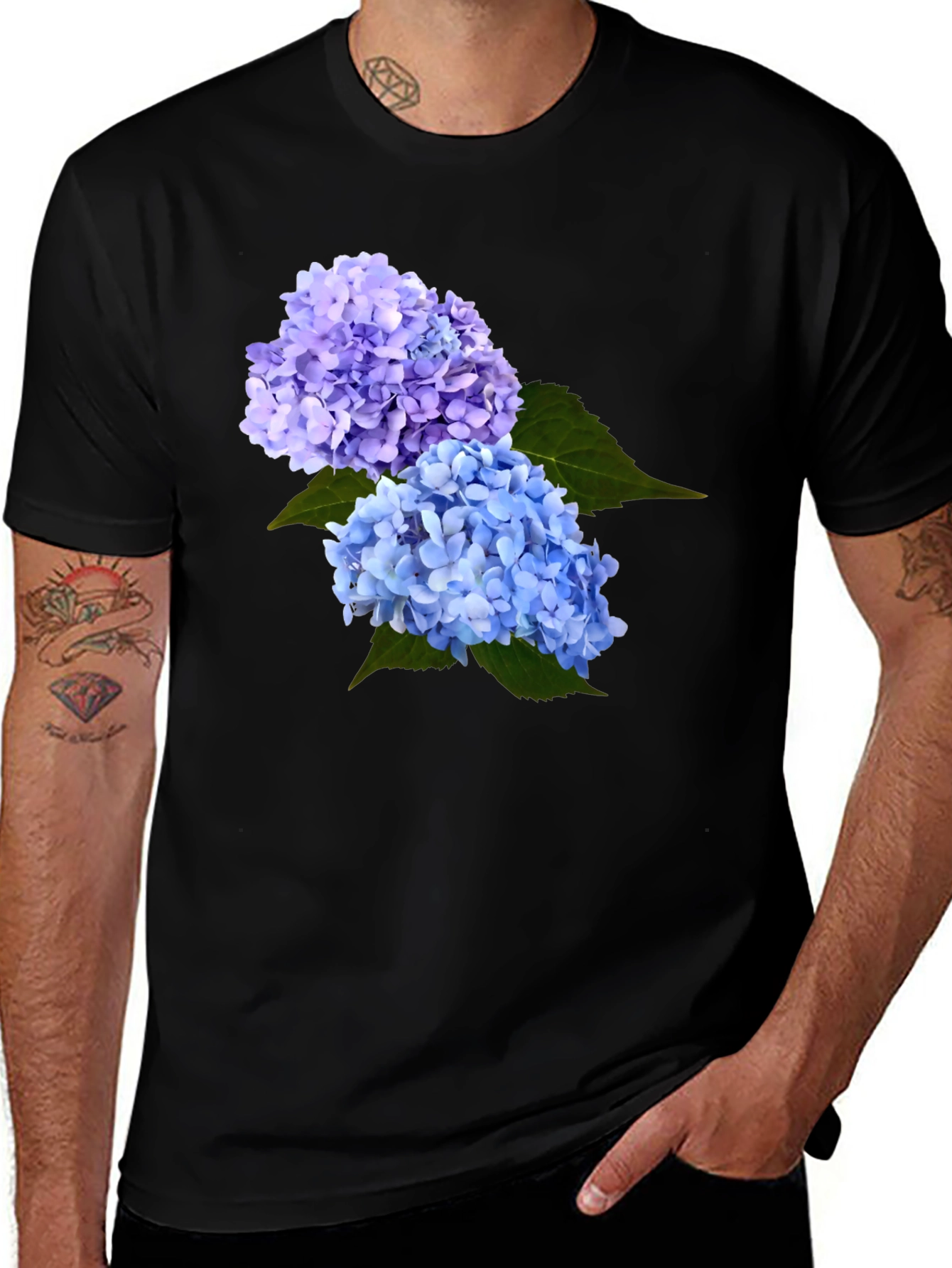 Variant 15 of Floral Hydrangea T-Shirt - Stylish Mens Tee