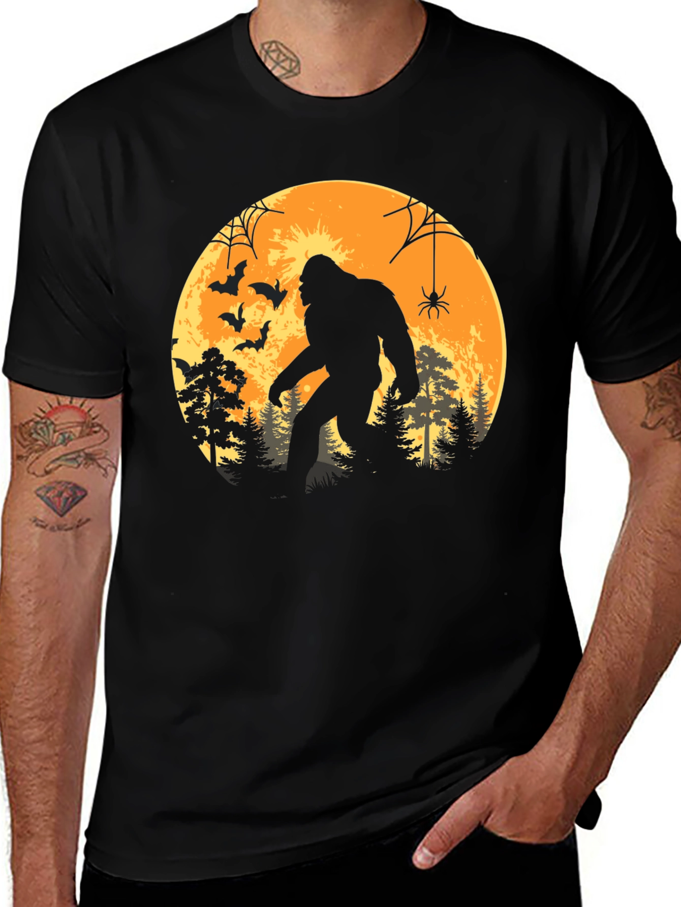 Variant 13 of Bigfoot Halloween Moon Black T-Shirt
