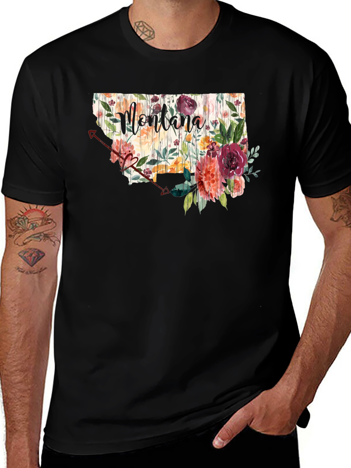 Floral Montana State Graphic Tee