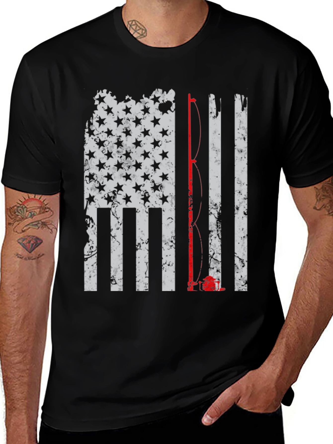 Variant 25 of Fishing American Flag T-Shirt - Patriotic Angler Tee