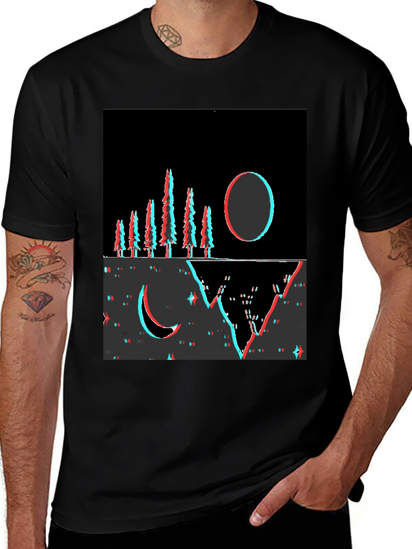 Variant 4 of Glitchy Night & Day T-Shirt