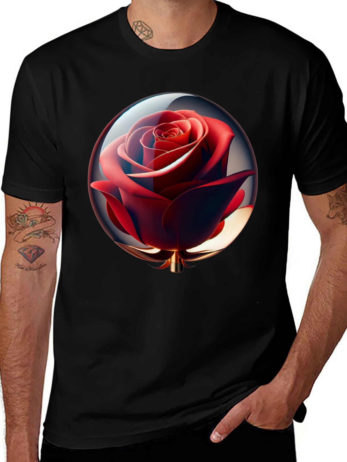 Variant 19 of Rose in Sphere Black Tee