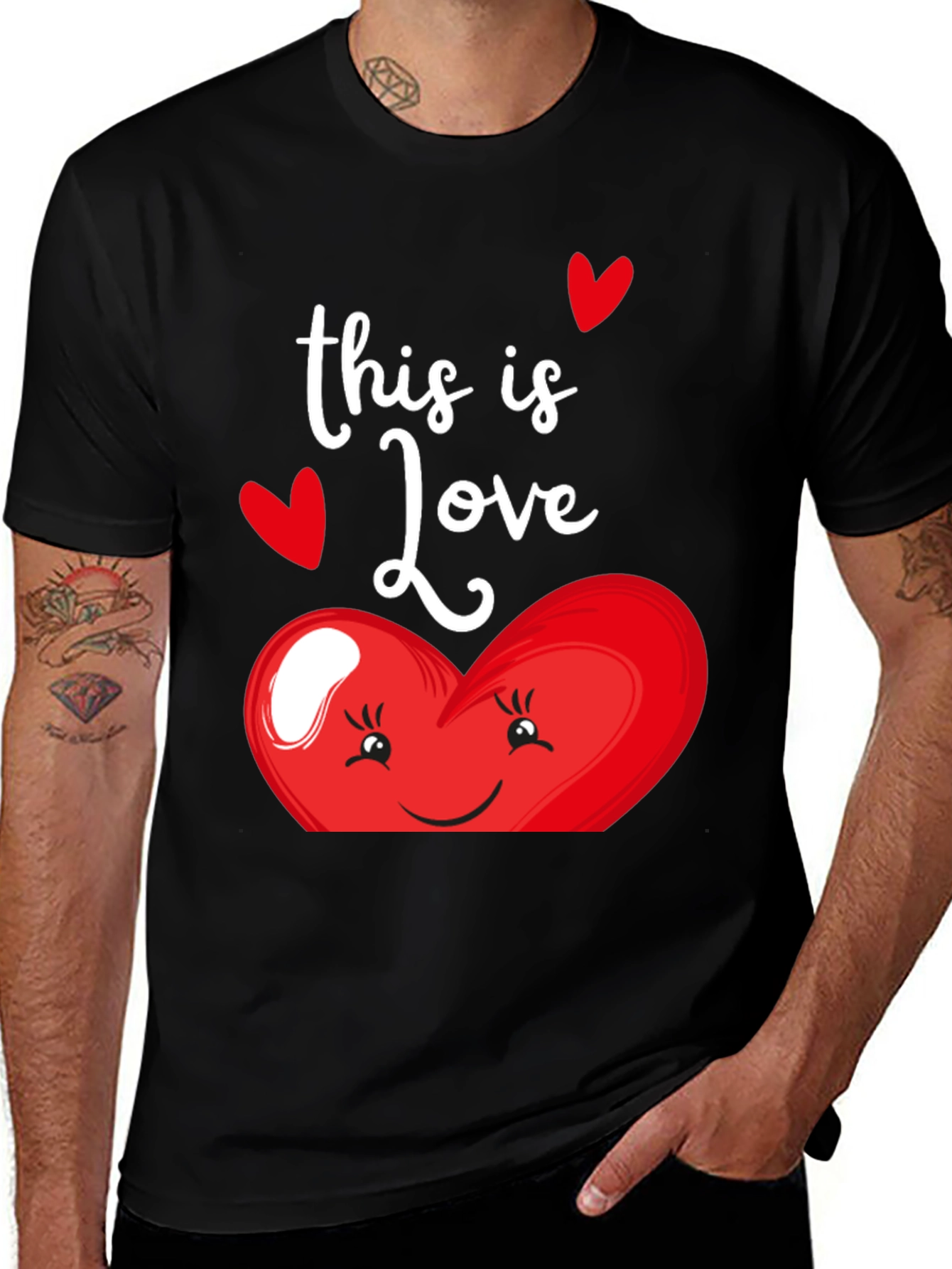 Variant 5 of This Is Love Heart Graphic Black T-Shirt