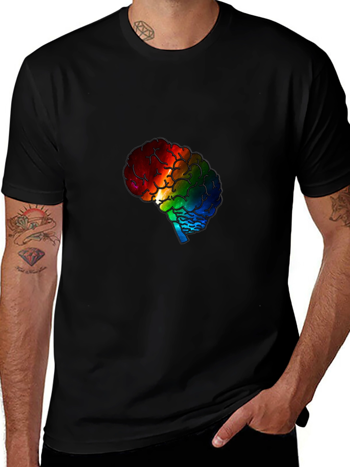 Variant 4 of Rainbow Brain Graphic Tee - Stylish Menswear
