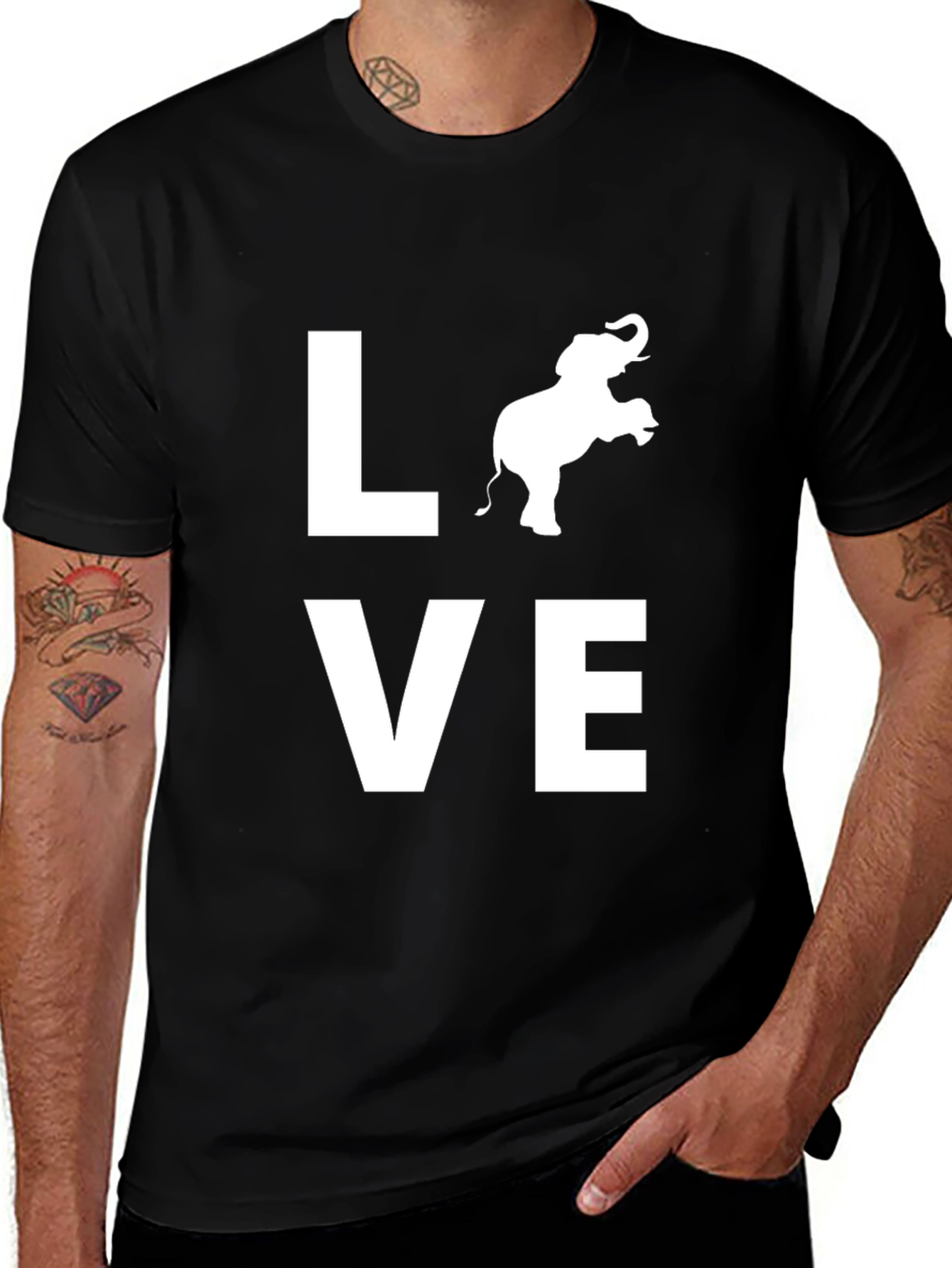 Variant 17 of Love Elephant Graphic Black T-Shirt