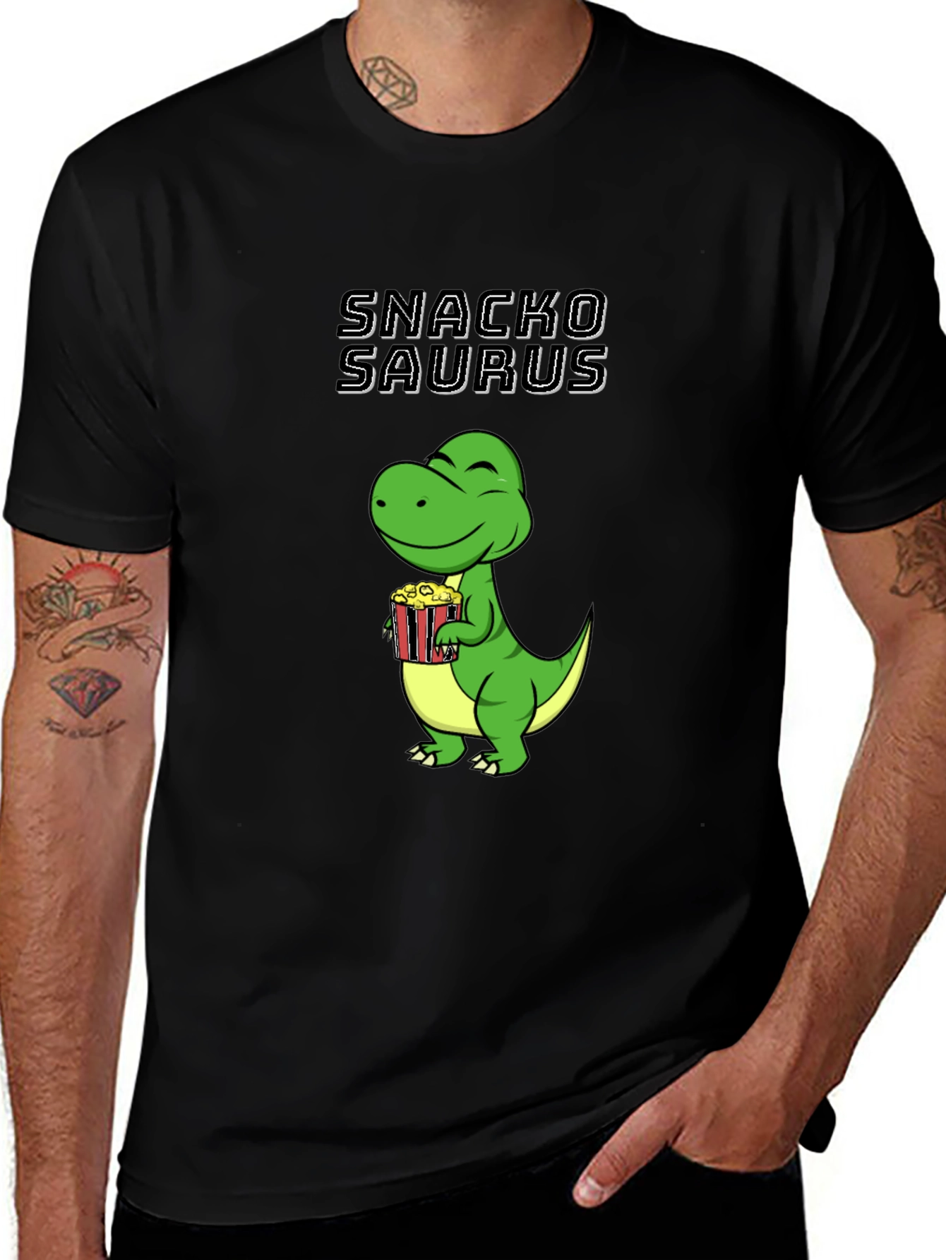 Variant 20 of Snackosaurus T-Shirt - Funny Dinosaur Eating Popcorn Tee