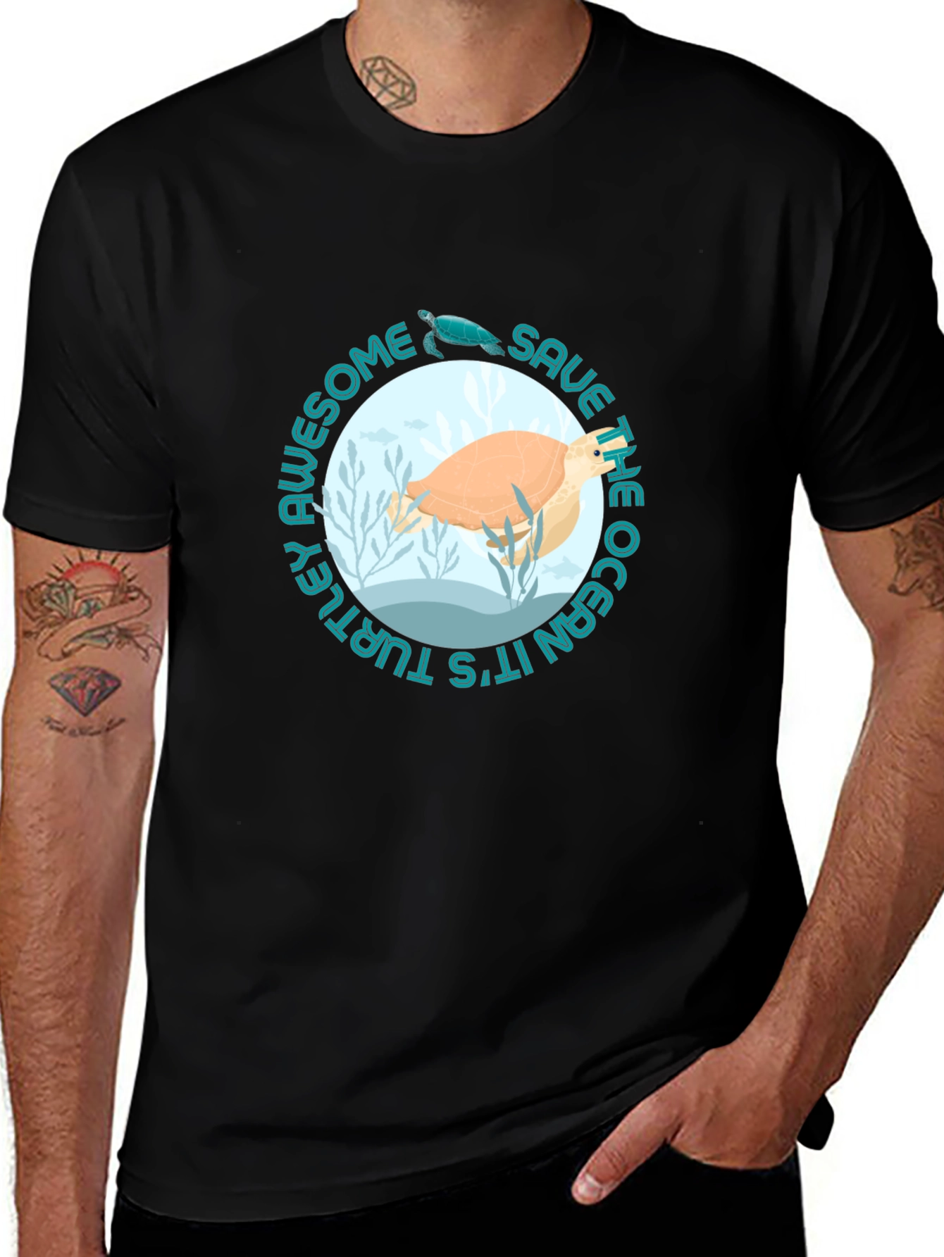 Variant 30 of Save the Ocean Awesome Turtle Graphic Tee